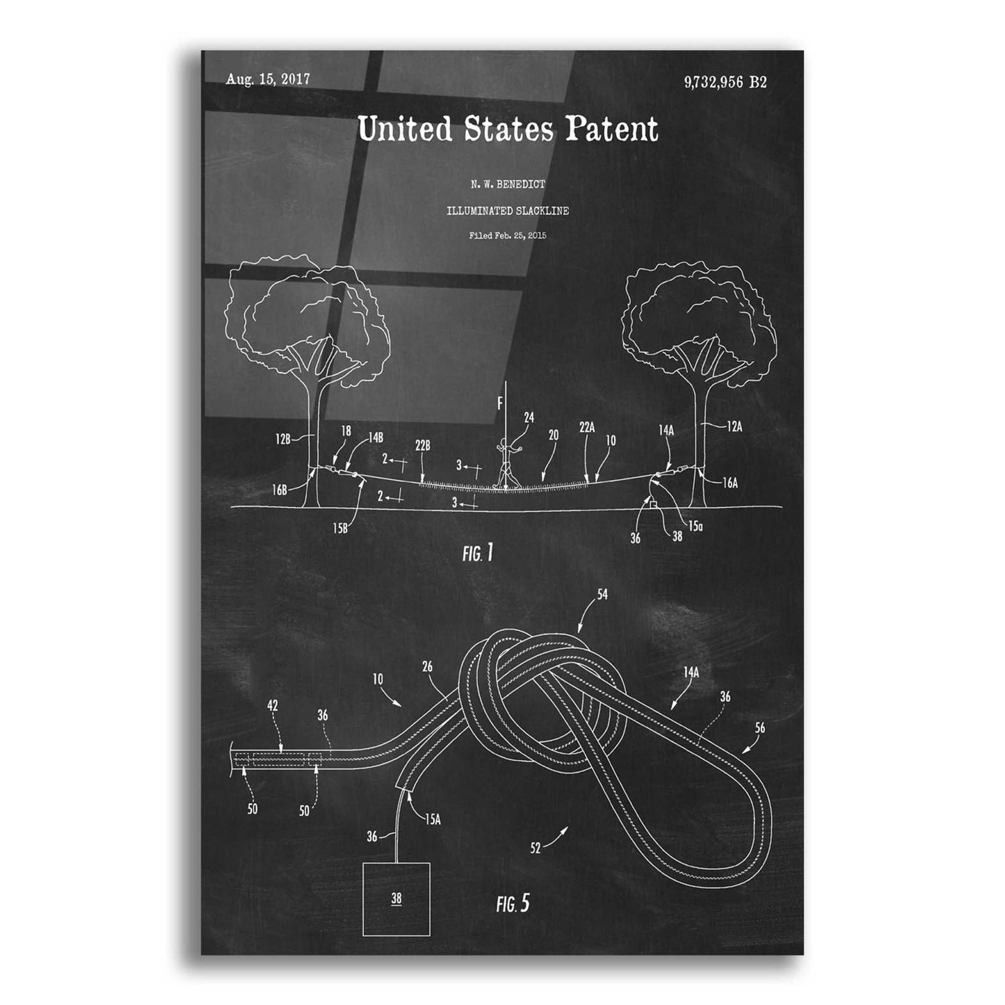 Epic Art 'Slackline Blueprint Patent Chalkboard,' Acrylic Glass Wall Art,12x16