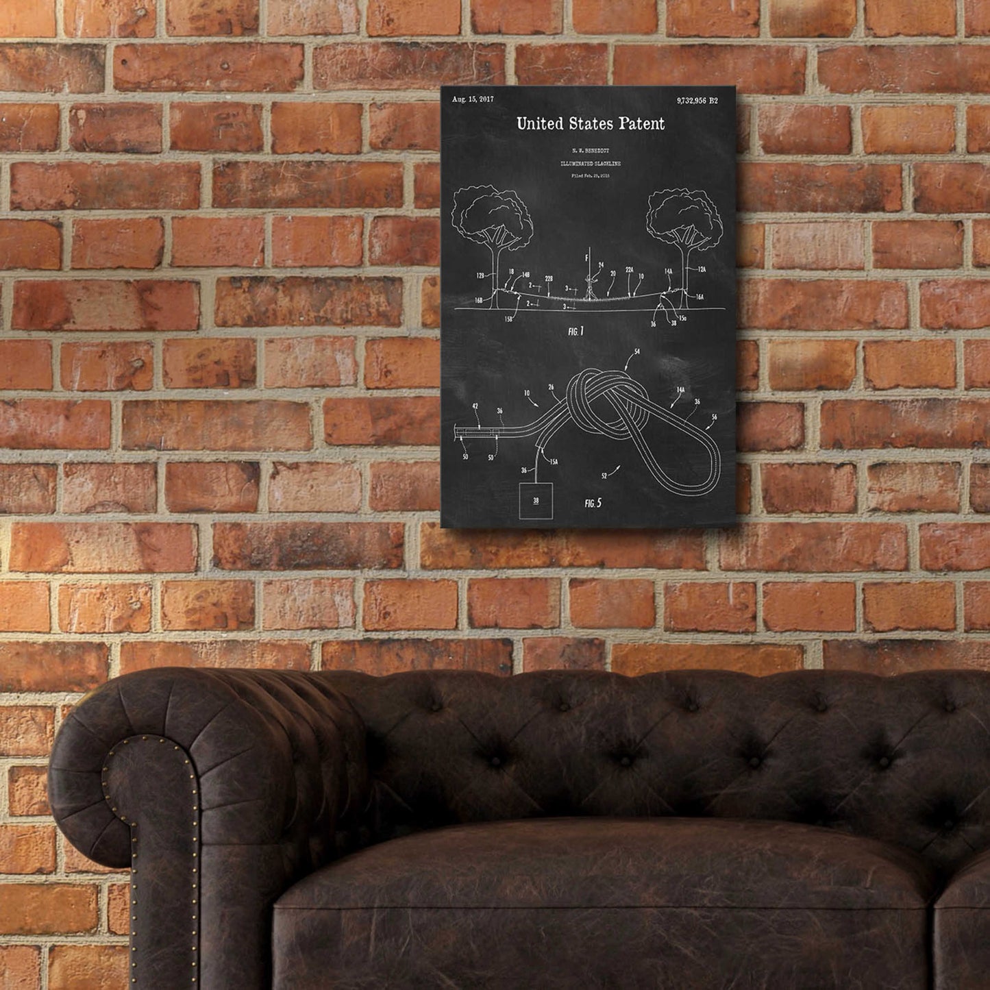 Epic Art 'Slackline Blueprint Patent Chalkboard,' Acrylic Glass Wall Art,16x24