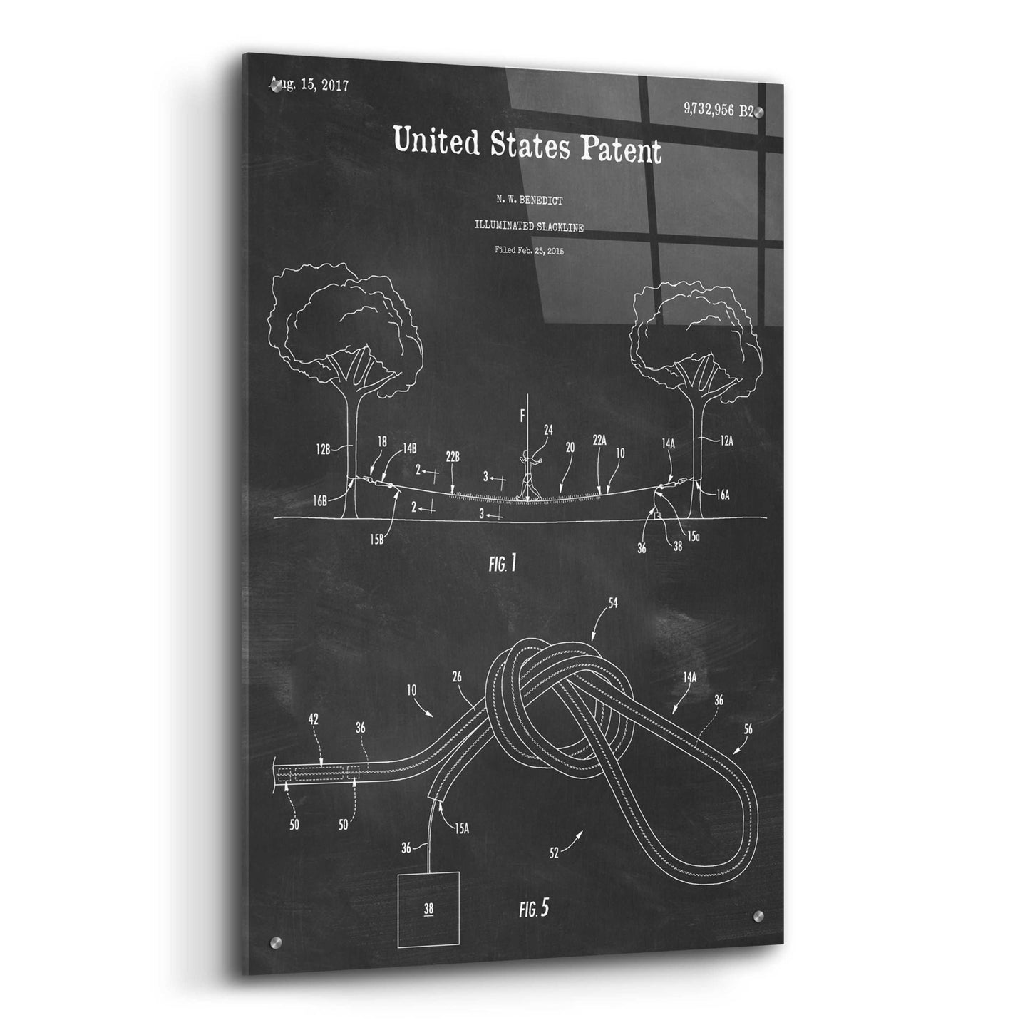 Epic Art 'Slackline Blueprint Patent Chalkboard,' Acrylic Glass Wall Art,24x36