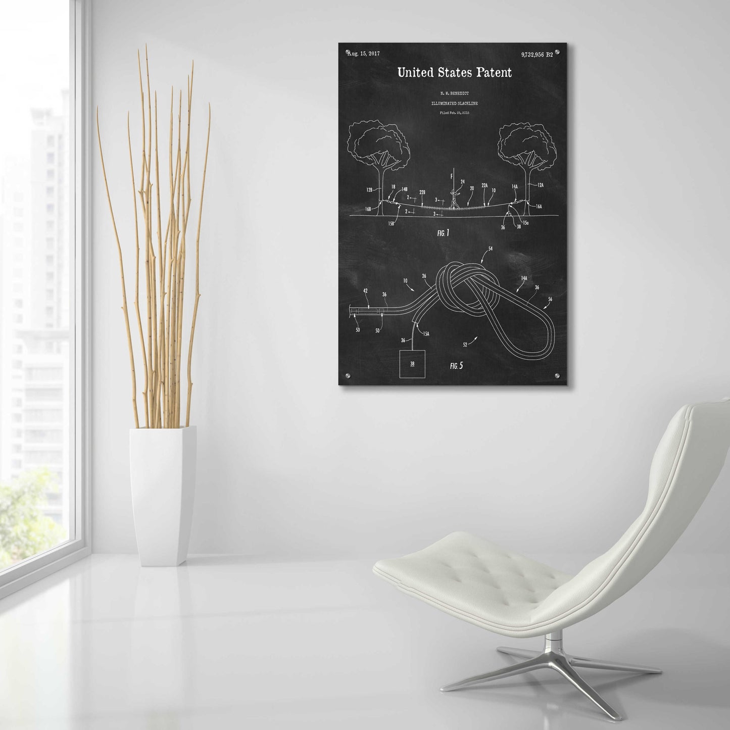 Epic Art 'Slackline Blueprint Patent Chalkboard,' Acrylic Glass Wall Art,24x36