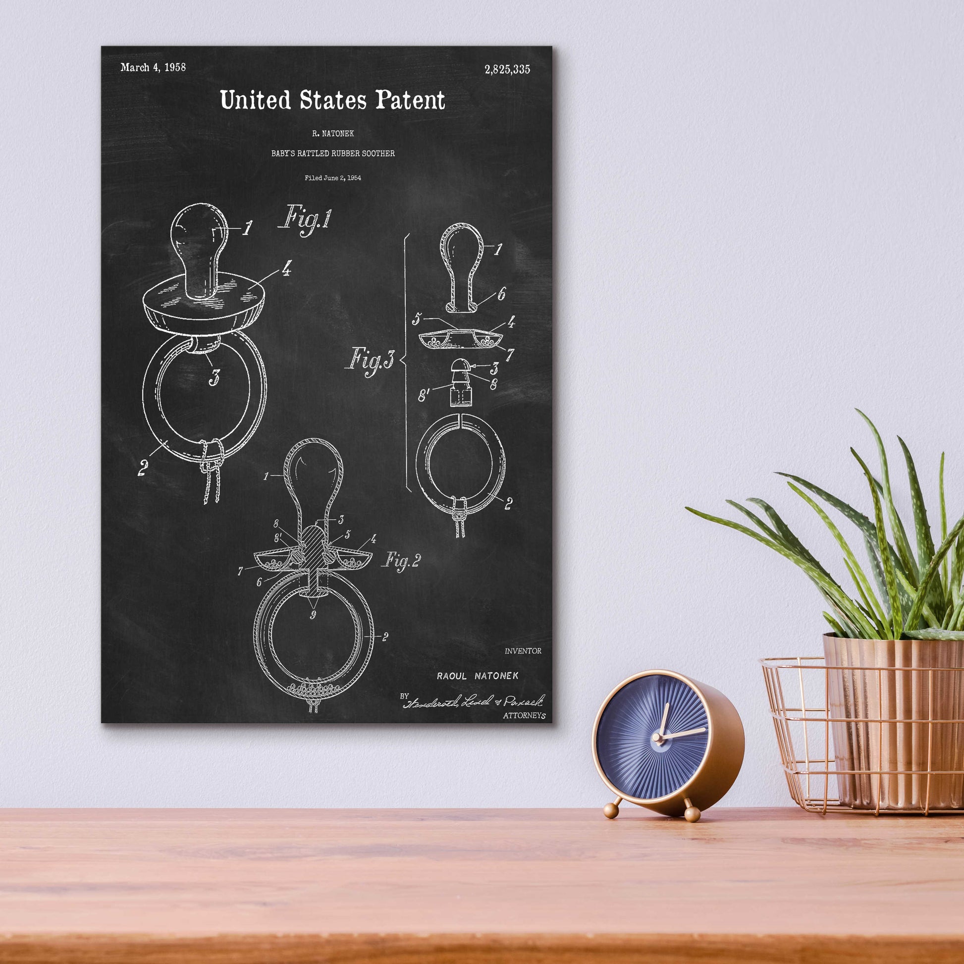 Epic Art 'Baby Pacifier Blueprint Patent Chalkboard,' Acrylic Glass Wall Art,12x16