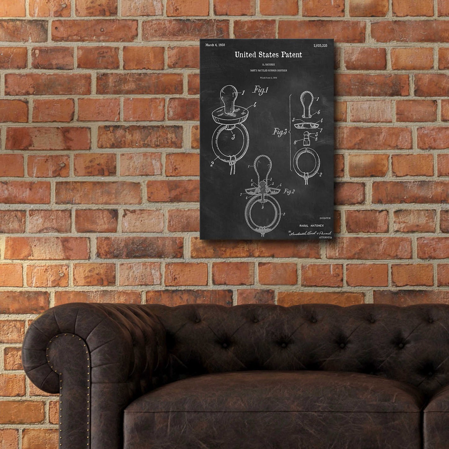 Epic Art 'Baby Pacifier Blueprint Patent Chalkboard,' Acrylic Glass Wall Art,16x24