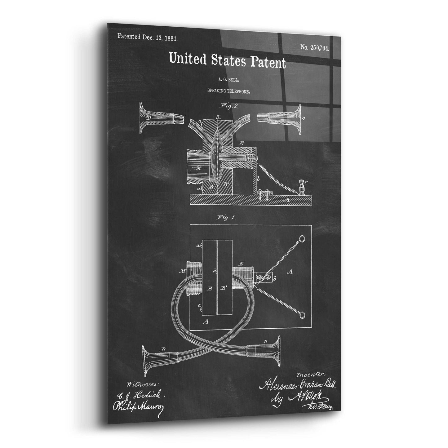 Epic Art 'Speaking Telephone Blueprint Patent Chalkboard,' Acrylic Glass Wall Art,16x24