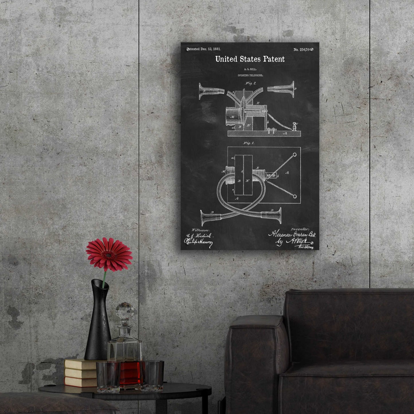 Epic Art 'Speaking Telephone Blueprint Patent Chalkboard,' Acrylic Glass Wall Art,24x36