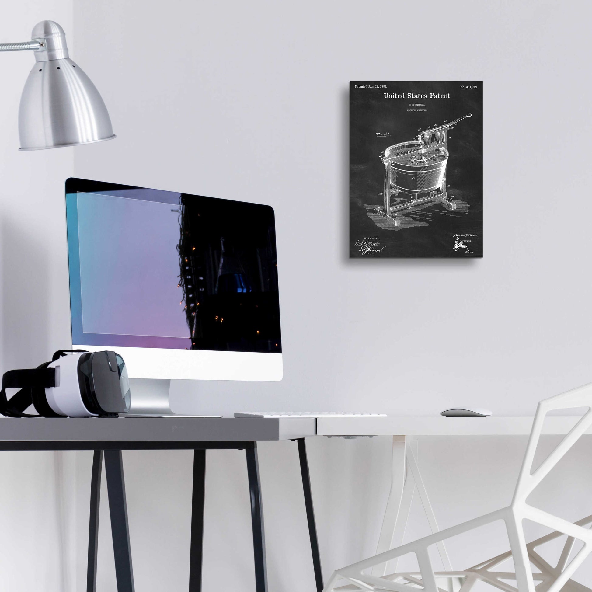 Epic Art 'Washing Machine Blueprint Patent Chalkboard,' Acrylic Glass Wall Art,12x16
