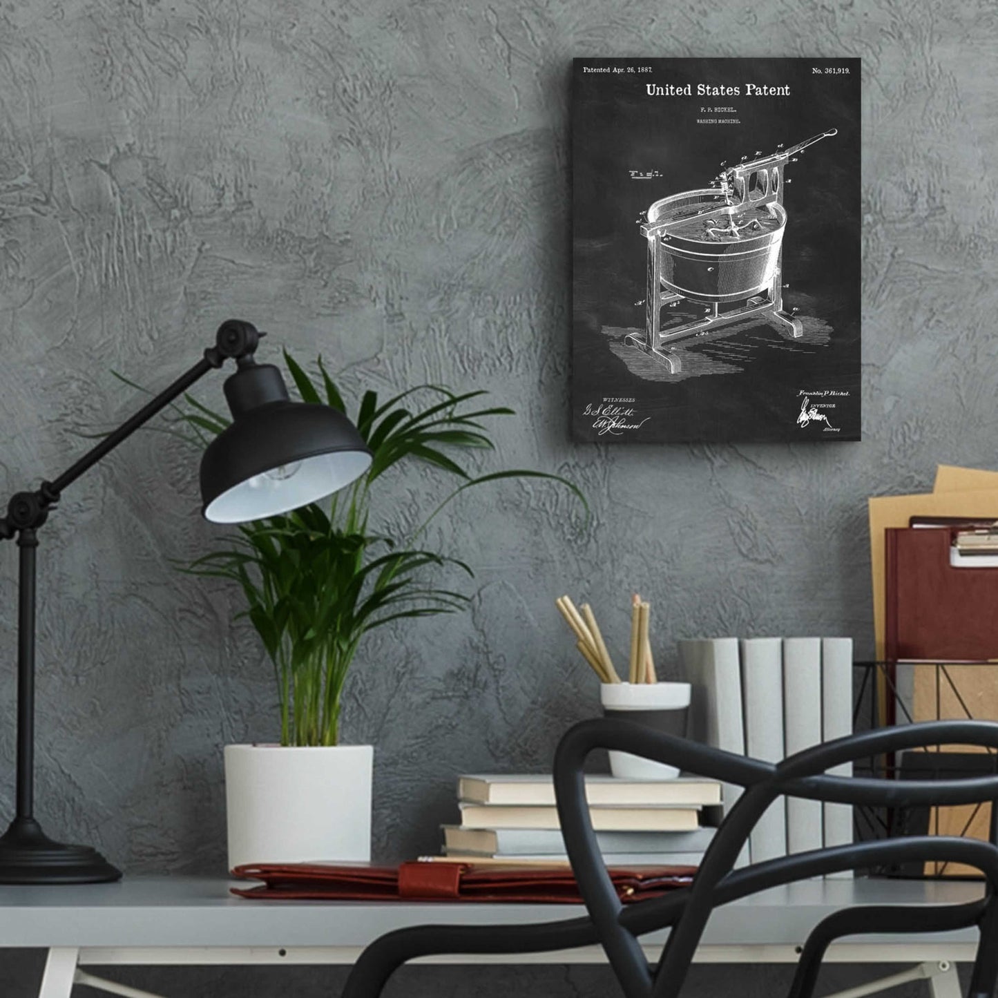 Epic Art 'Washing Machine Blueprint Patent Chalkboard,' Acrylic Glass Wall Art,12x16