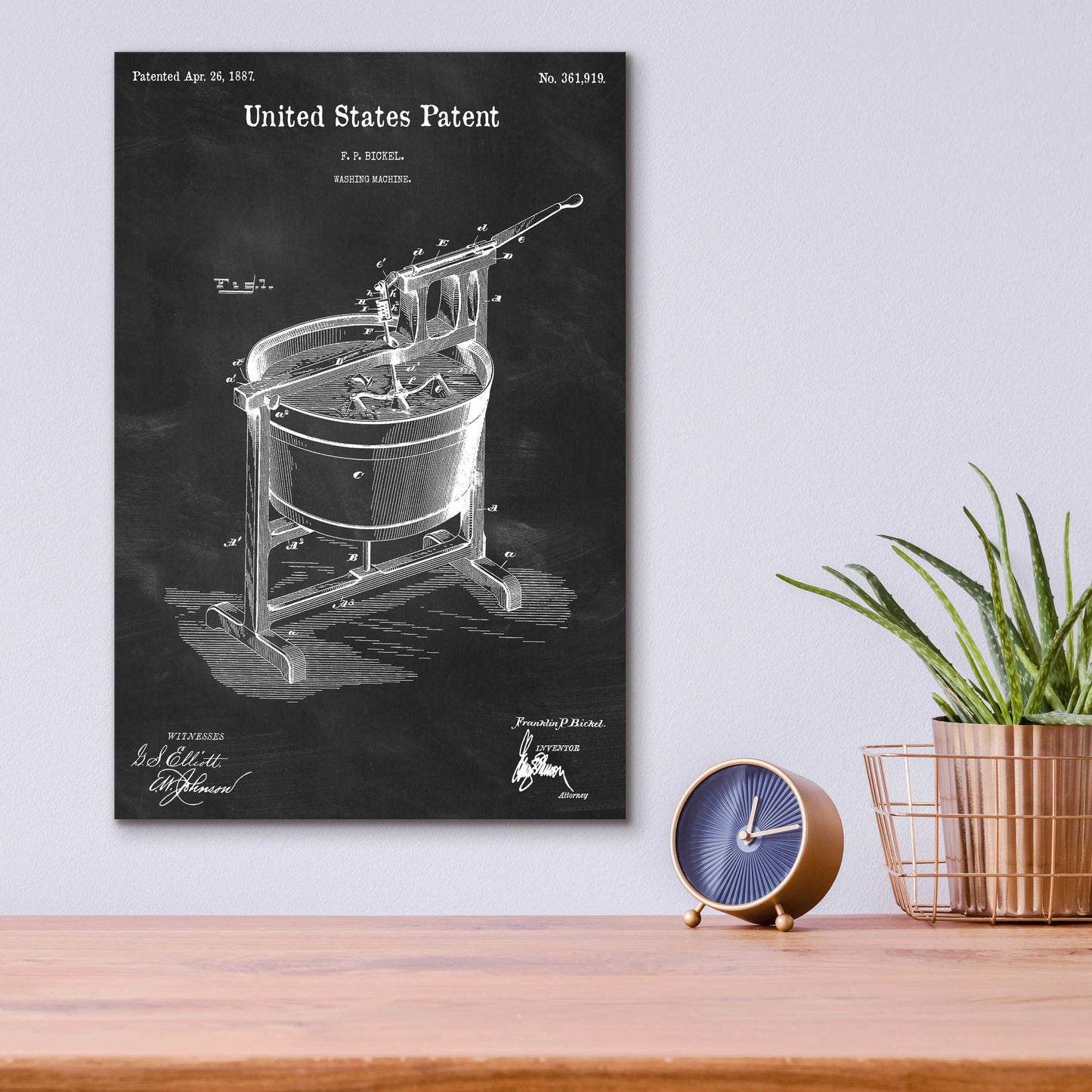 Epic Art 'Washing Machine Blueprint Patent Chalkboard,' Acrylic Glass Wall Art,12x16
