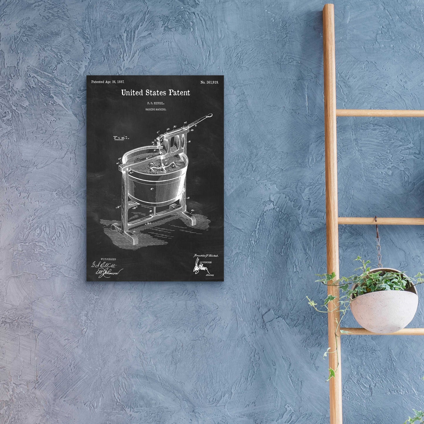 Epic Art 'Washing Machine Blueprint Patent Chalkboard,' Acrylic Glass Wall Art,16x24