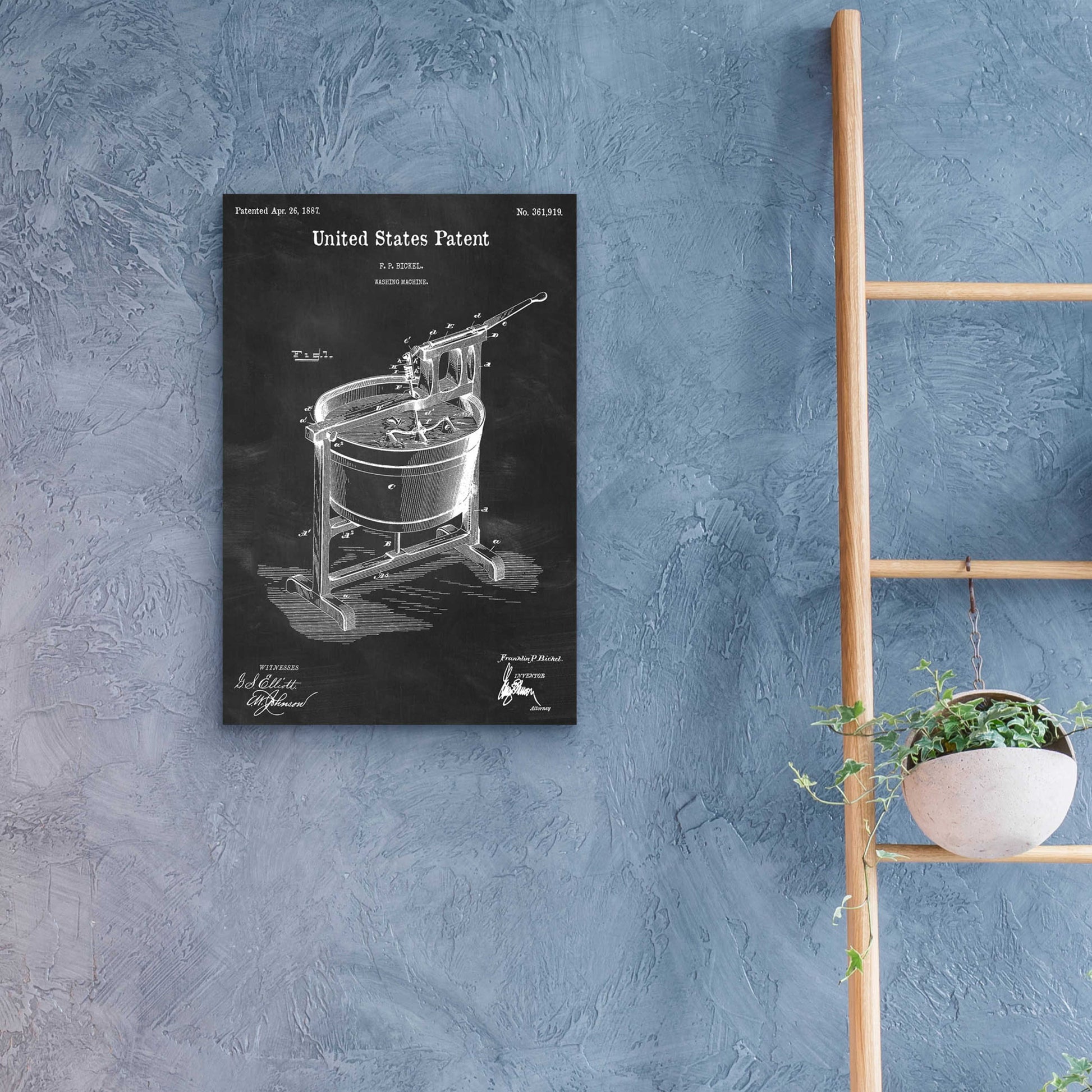Epic Art 'Washing Machine Blueprint Patent Chalkboard,' Acrylic Glass Wall Art,16x24