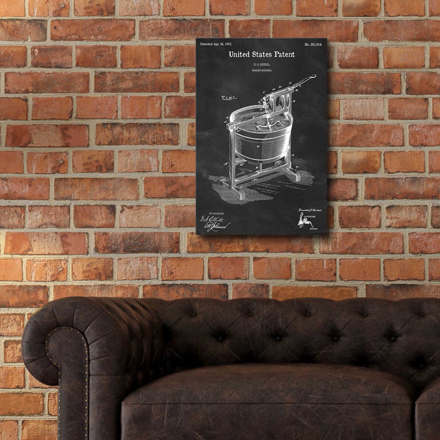 Epic Art 'Washing Machine Blueprint Patent Chalkboard,' Acrylic Glass Wall Art,16x24