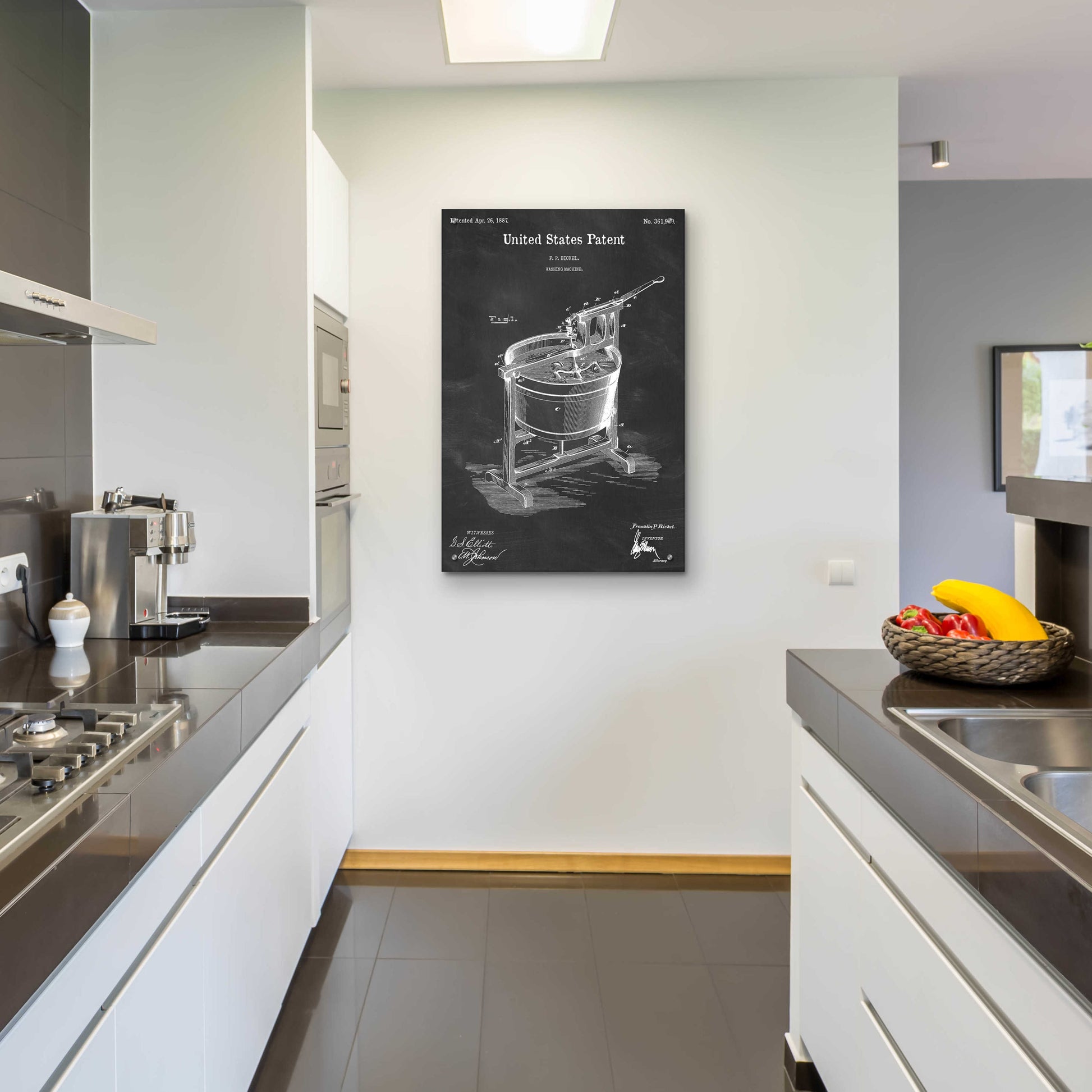 Epic Art 'Washing Machine Blueprint Patent Chalkboard,' Acrylic Glass Wall Art,24x36