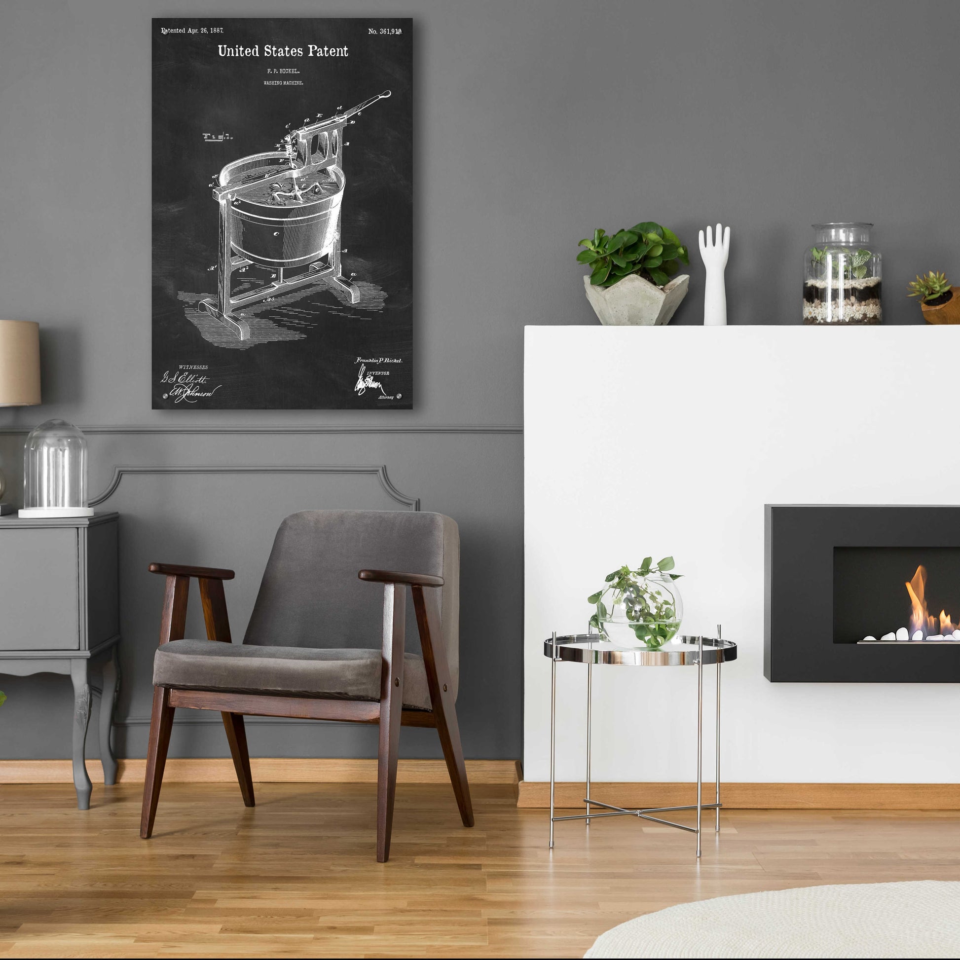 Epic Art 'Washing Machine Blueprint Patent Chalkboard,' Acrylic Glass Wall Art,24x36