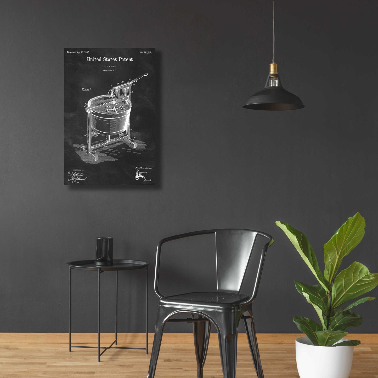 Epic Art 'Washing Machine Blueprint Patent Chalkboard,' Acrylic Glass Wall Art,24x36