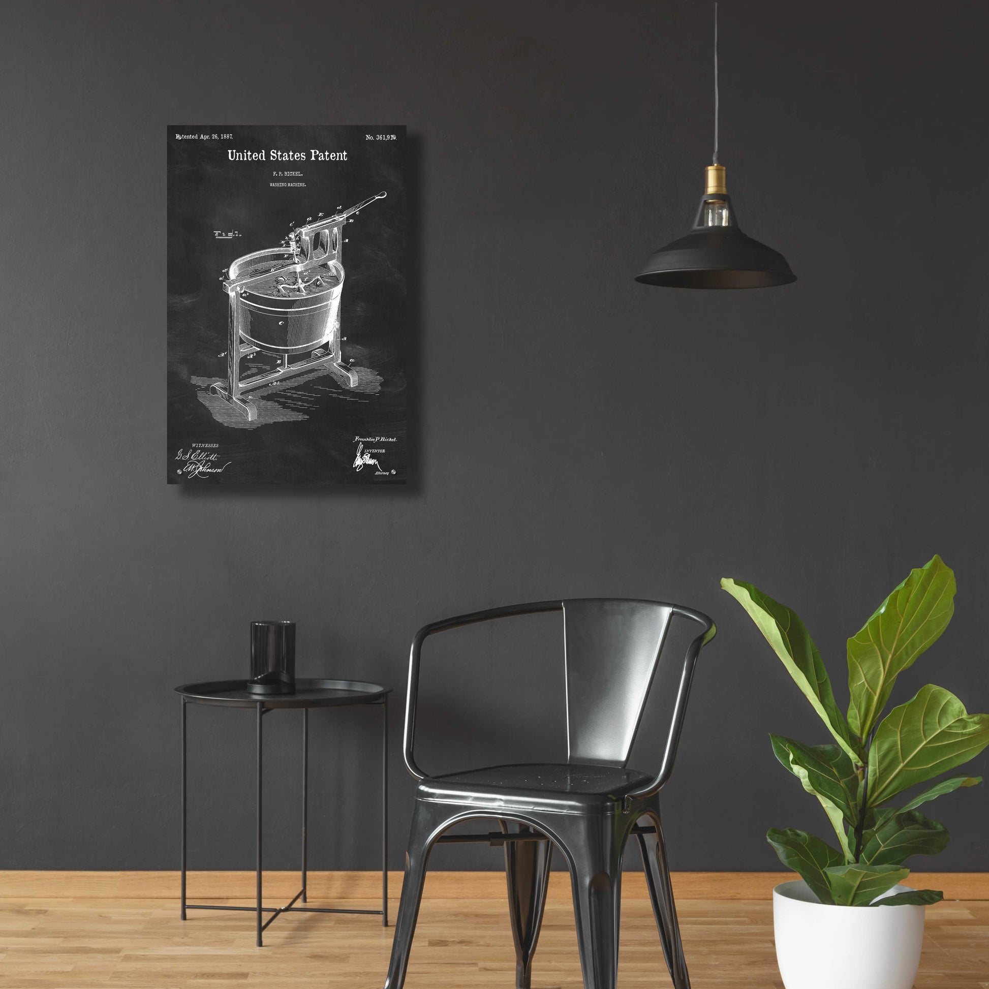 Epic Art 'Washing Machine Blueprint Patent Chalkboard,' Acrylic Glass Wall Art,24x36