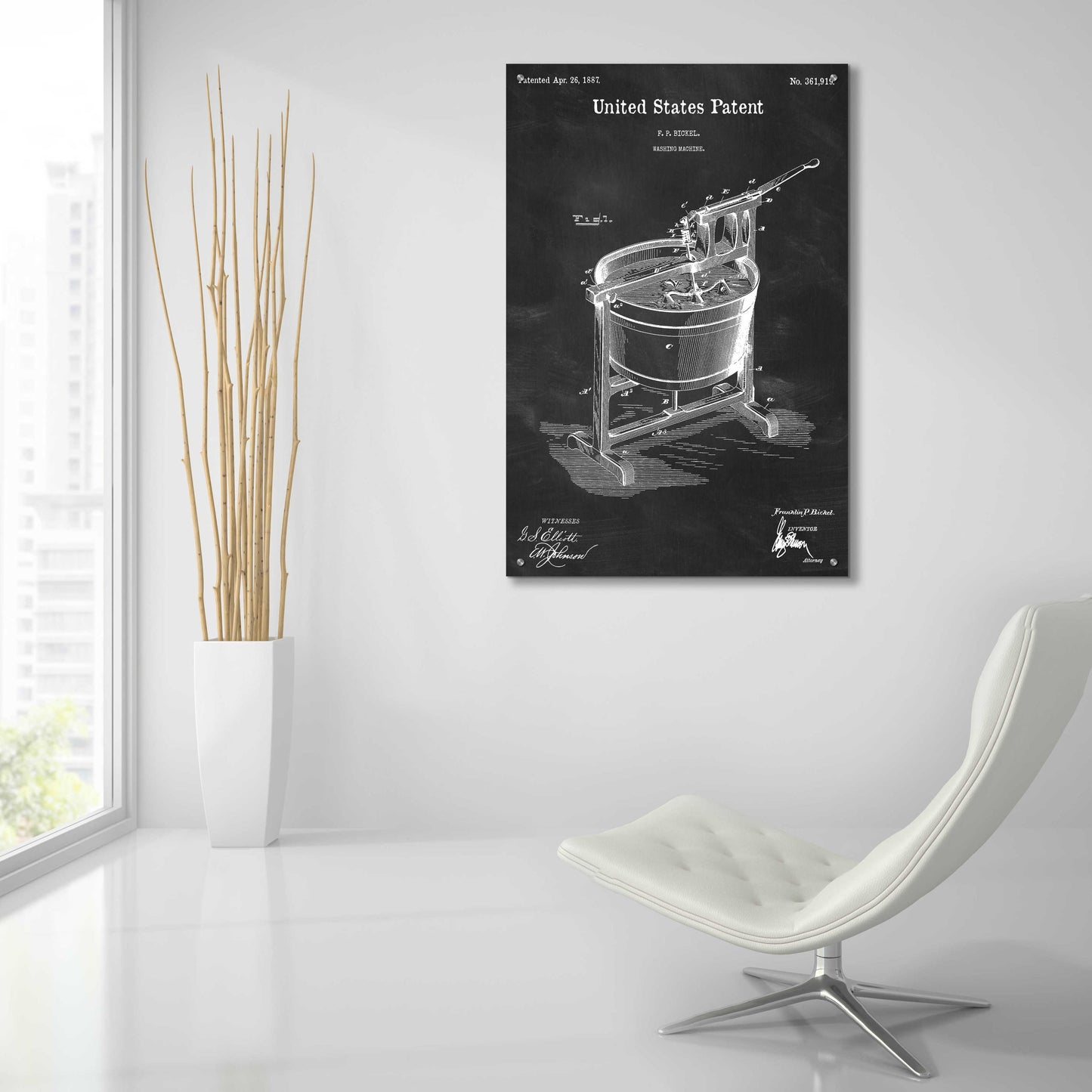 Epic Art 'Washing Machine Blueprint Patent Chalkboard,' Acrylic Glass Wall Art,24x36