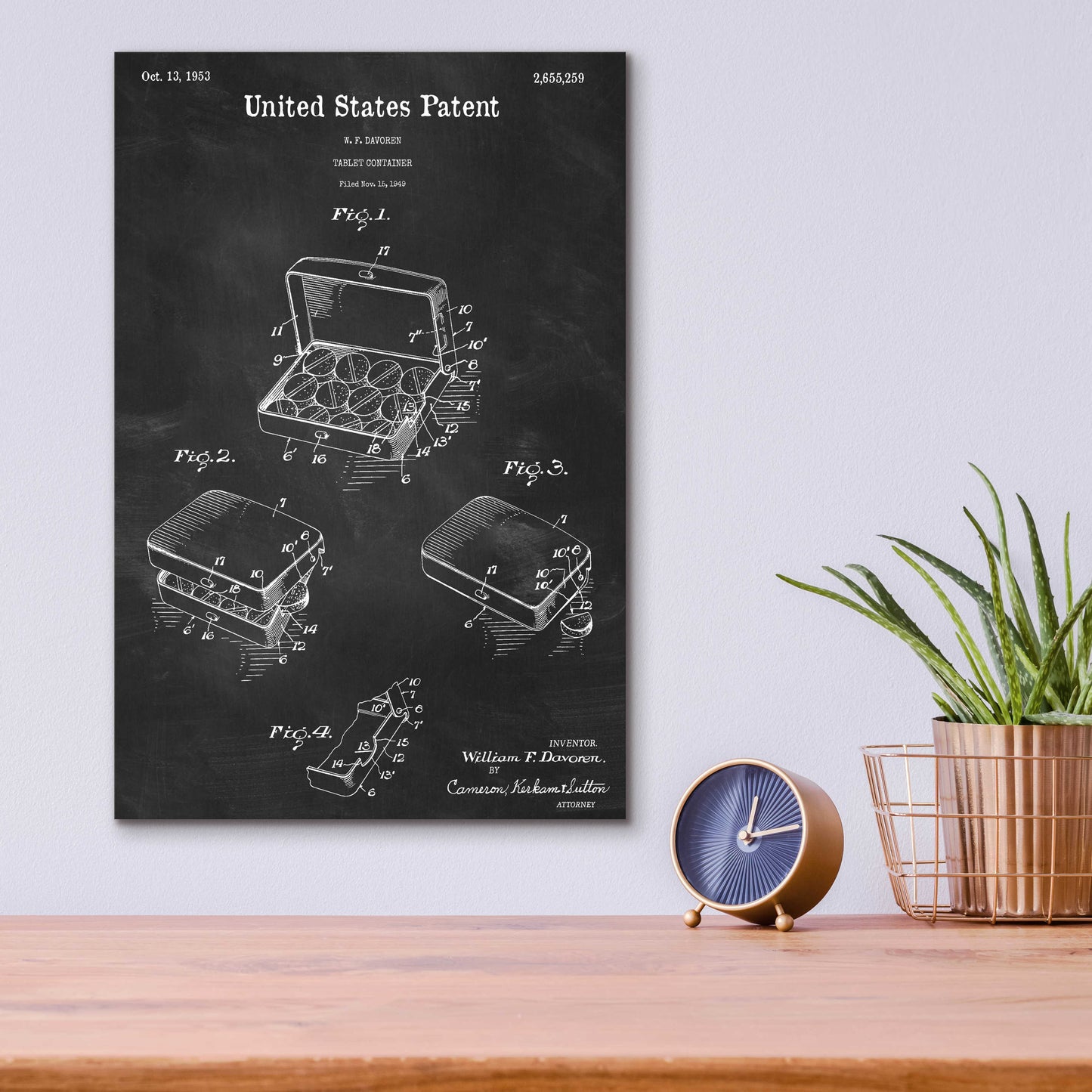 Epic Art 'Pharmacy Tablet Container Blueprint Patent Chalkboard,' Acrylic Glass Wall Art,12x16