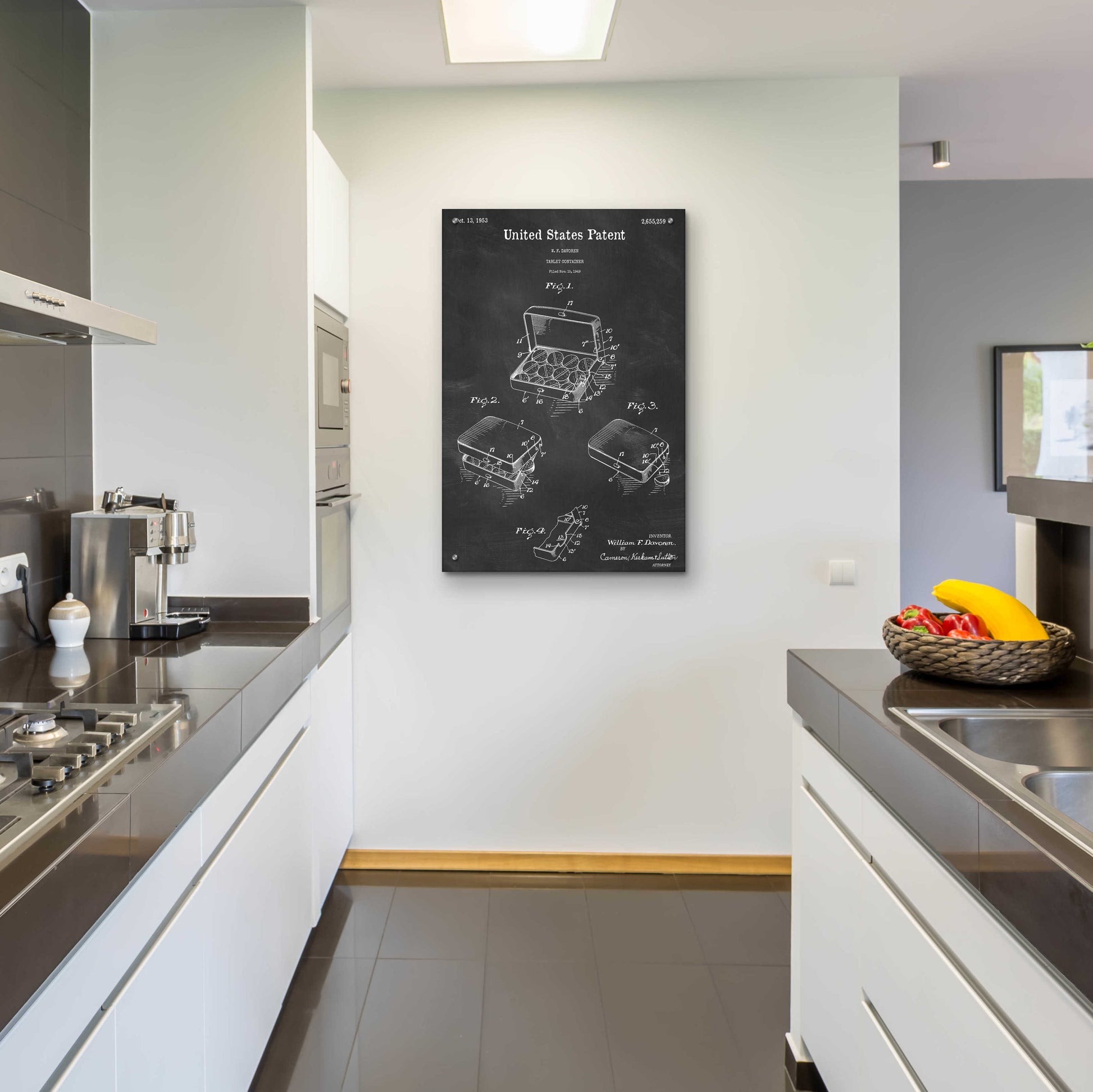 Epic Art 'Pharmacy Tablet Container Blueprint Patent Chalkboard,' Acrylic Glass Wall Art,24x36