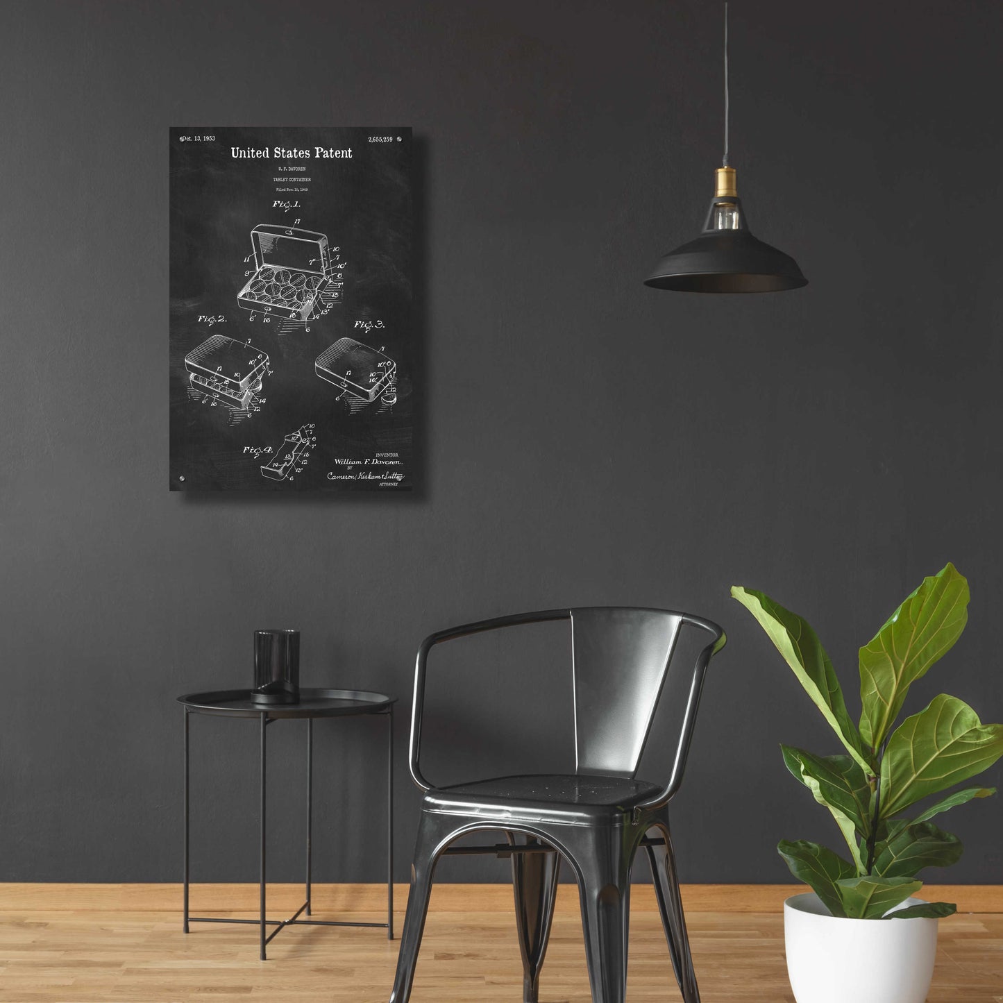 Epic Art 'Pharmacy Tablet Container Blueprint Patent Chalkboard,' Acrylic Glass Wall Art,24x36