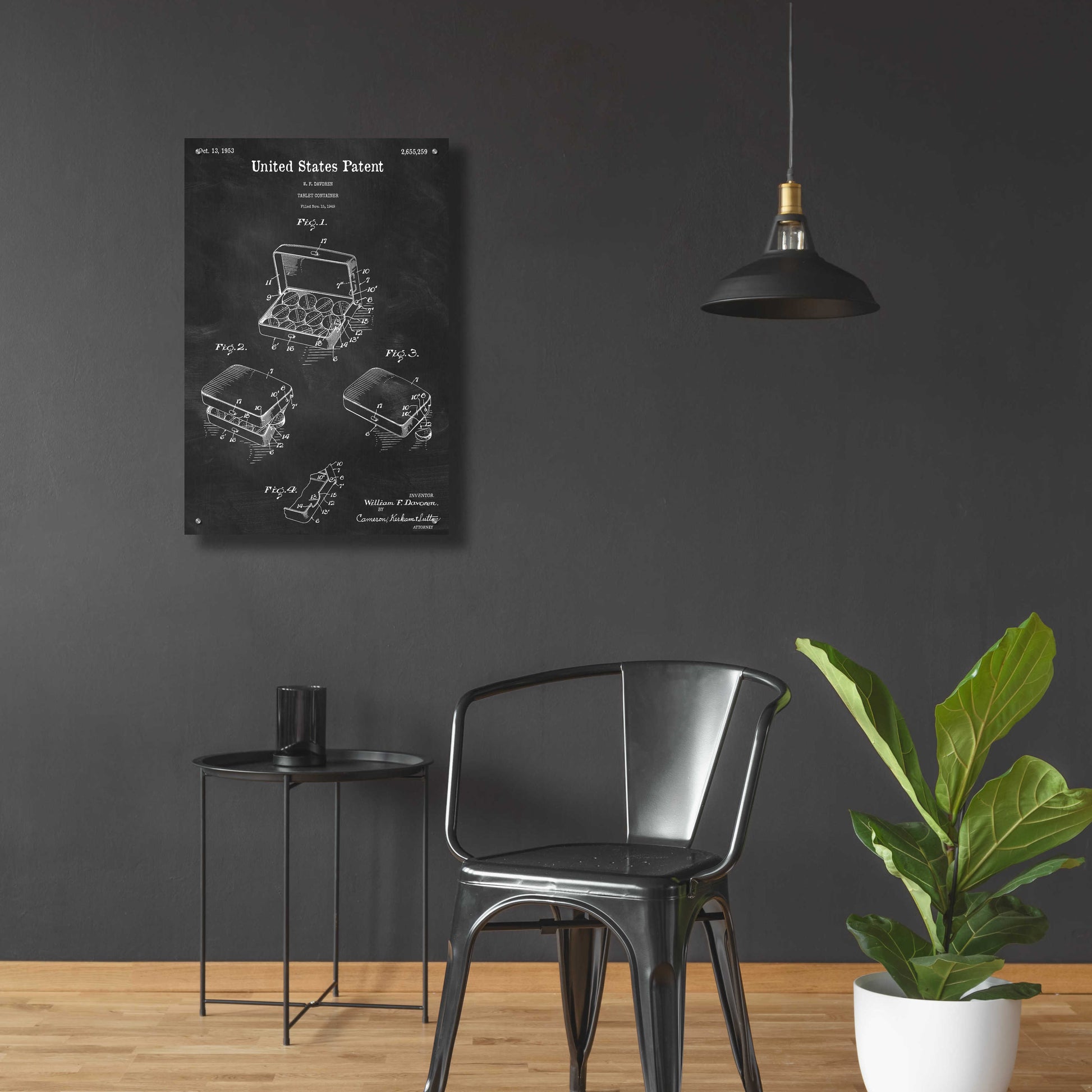Epic Art 'Pharmacy Tablet Container Blueprint Patent Chalkboard,' Acrylic Glass Wall Art,24x36