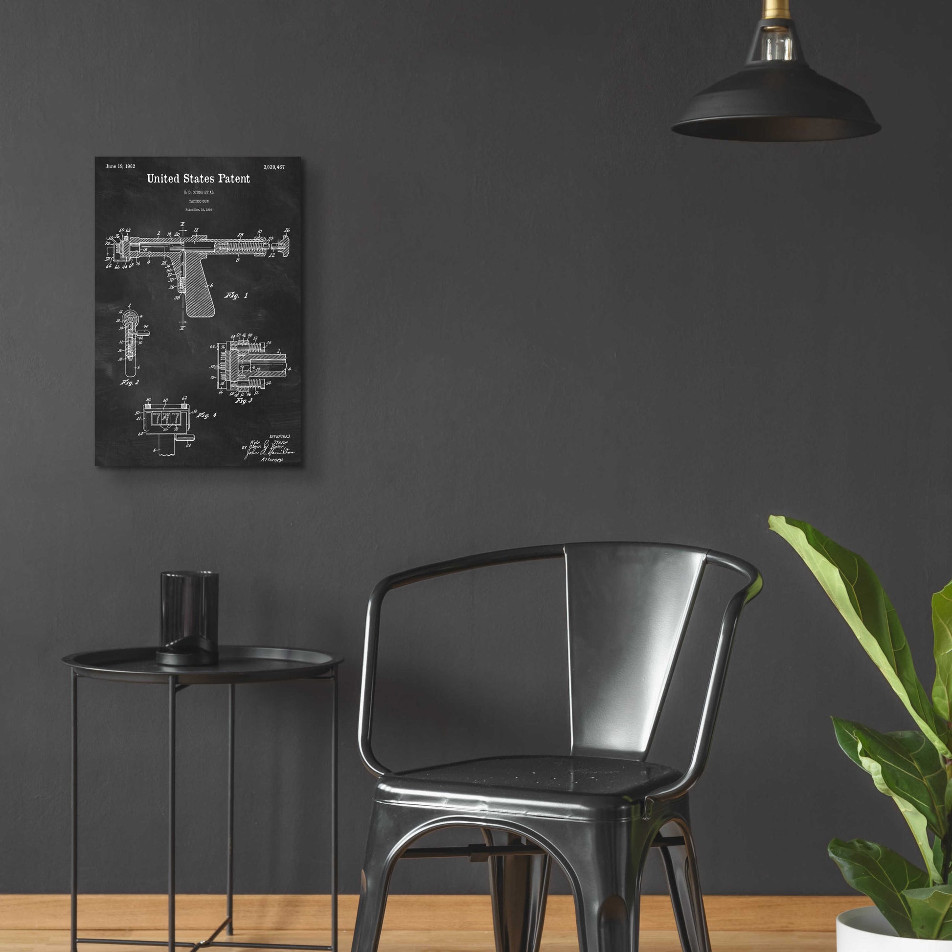 Epic Art 'Tattoo Gun Blueprint Patent Chalkboard,' Acrylic Glass Wall Art,16x24