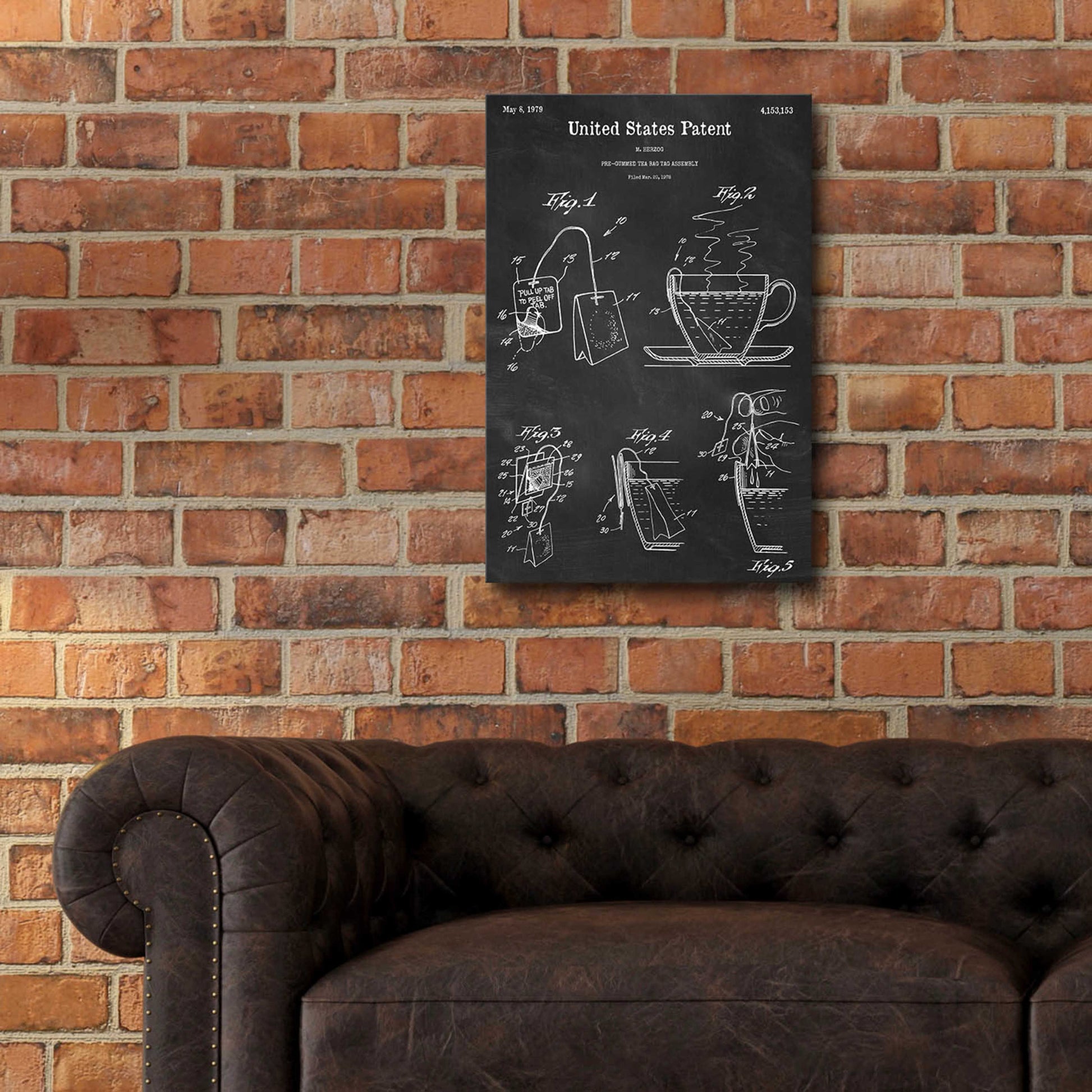 Epic Art 'Tea Bag Blueprint Patent Chalkboard,' Acrylic Glass Wall Art,16x24