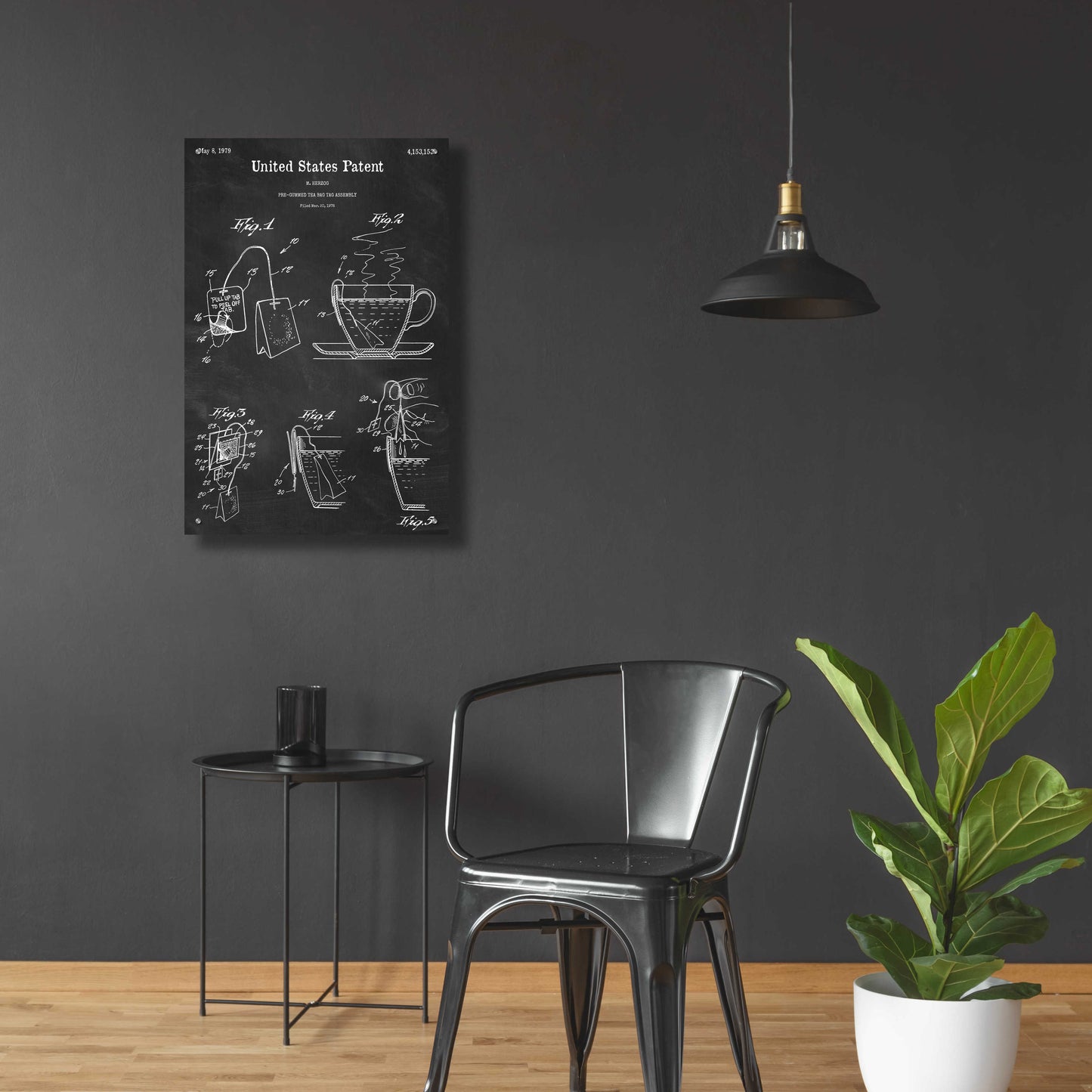 Epic Art 'Tea Bag Blueprint Patent Chalkboard,' Acrylic Glass Wall Art,24x36