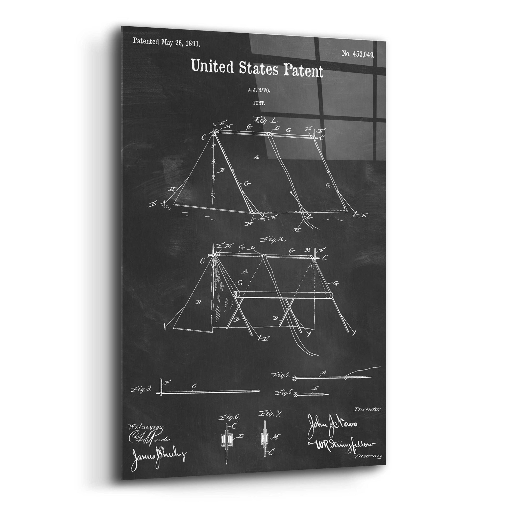 Epic Art 'Tent Blueprint Patent Chalkboard,' Acrylic Glass Wall Art,12x16