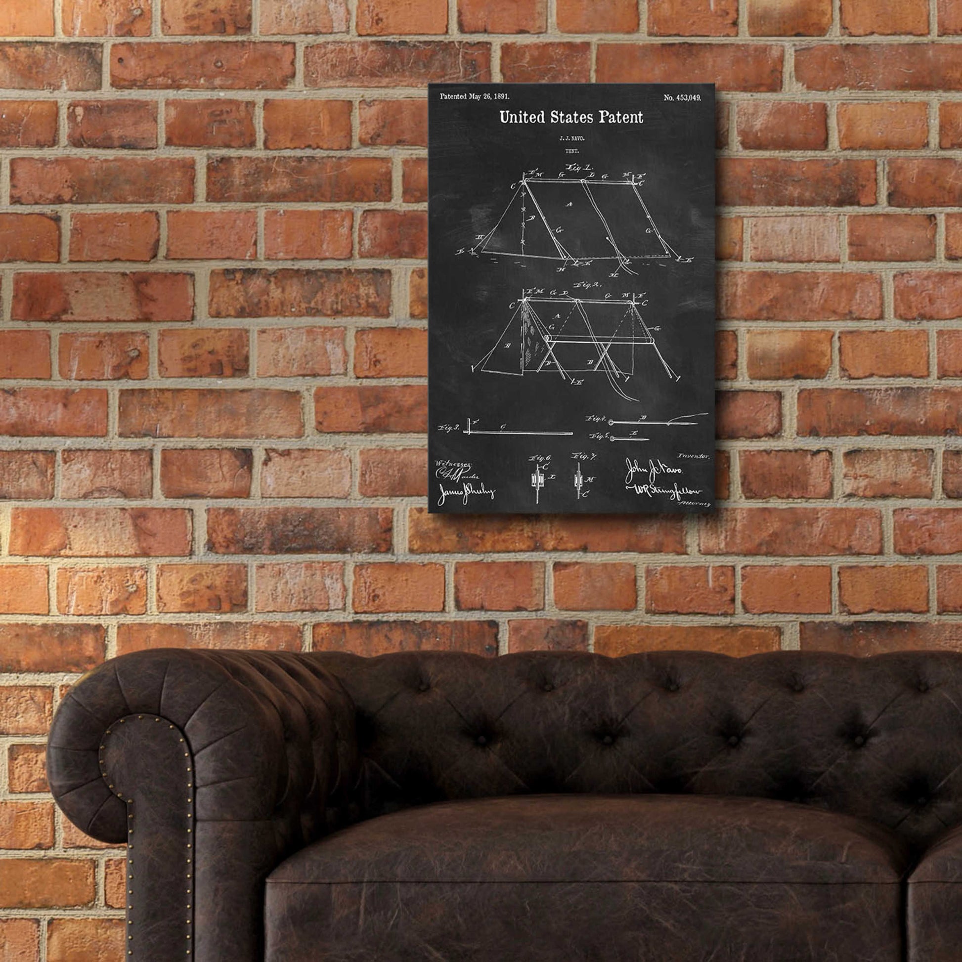 Epic Art 'Tent Blueprint Patent Chalkboard,' Acrylic Glass Wall Art,16x24