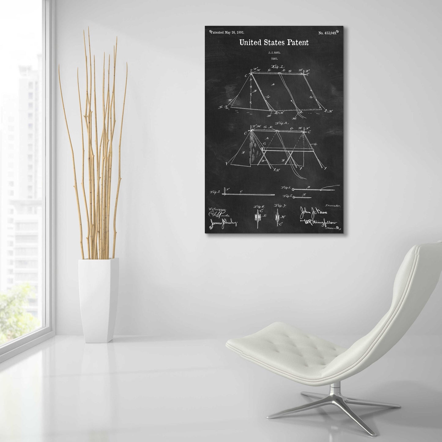 Epic Art 'Tent Blueprint Patent Chalkboard,' Acrylic Glass Wall Art,24x36