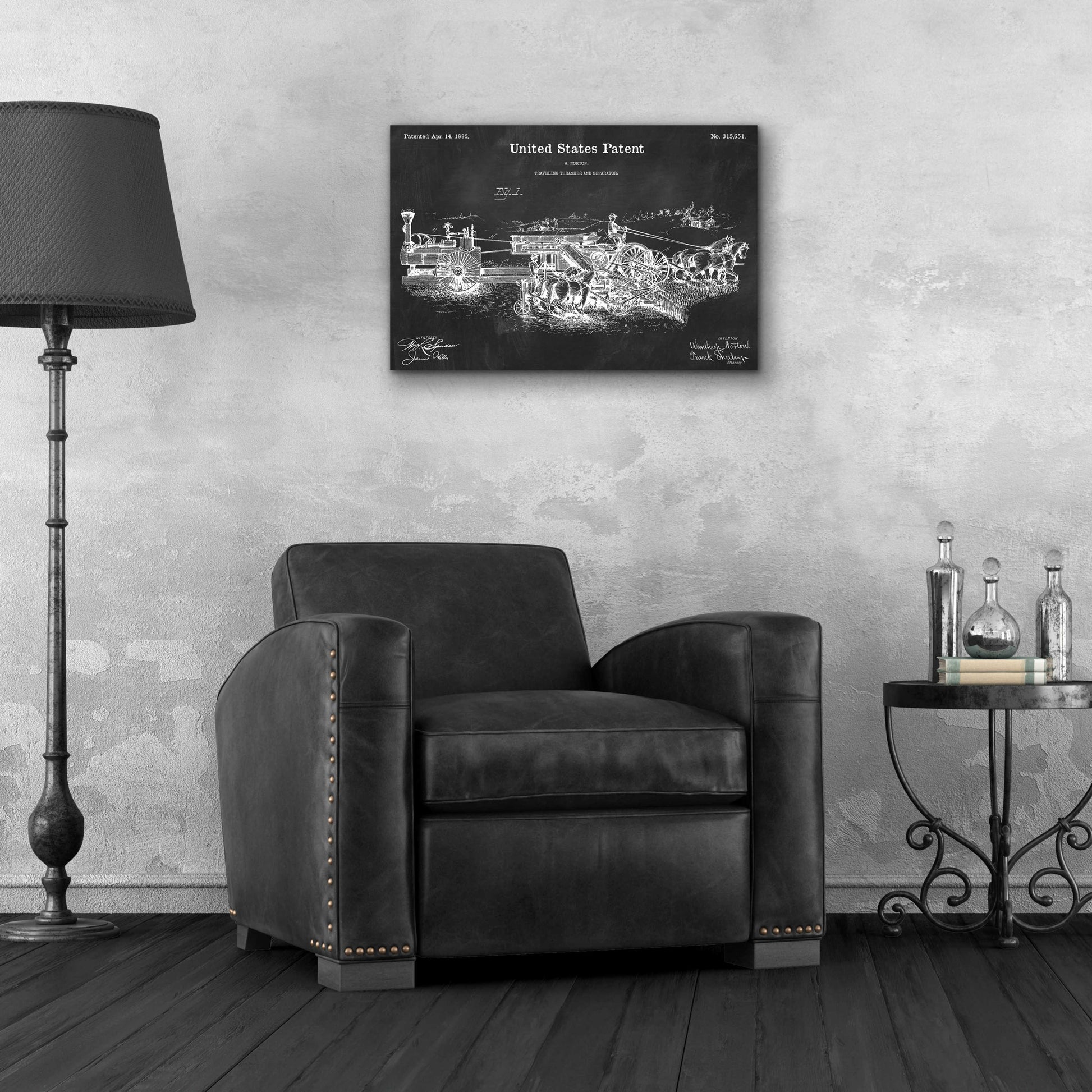 Epic Art 'Traveling Thrasher Blueprint Patent Chalkboard,' Acrylic Glass Wall Art,24x16