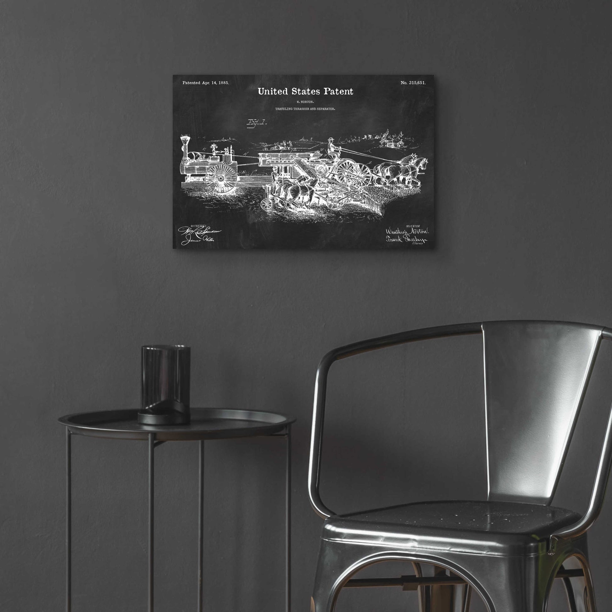 Epic Art 'Traveling Thrasher Blueprint Patent Chalkboard,' Acrylic Glass Wall Art,24x16
