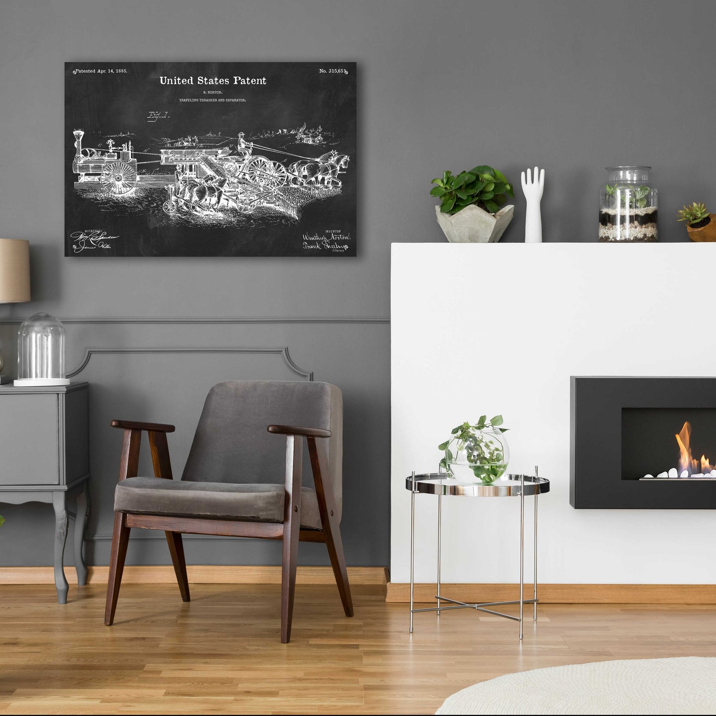 Epic Art 'Traveling Thrasher Blueprint Patent Chalkboard,' Acrylic Glass Wall Art,36x24