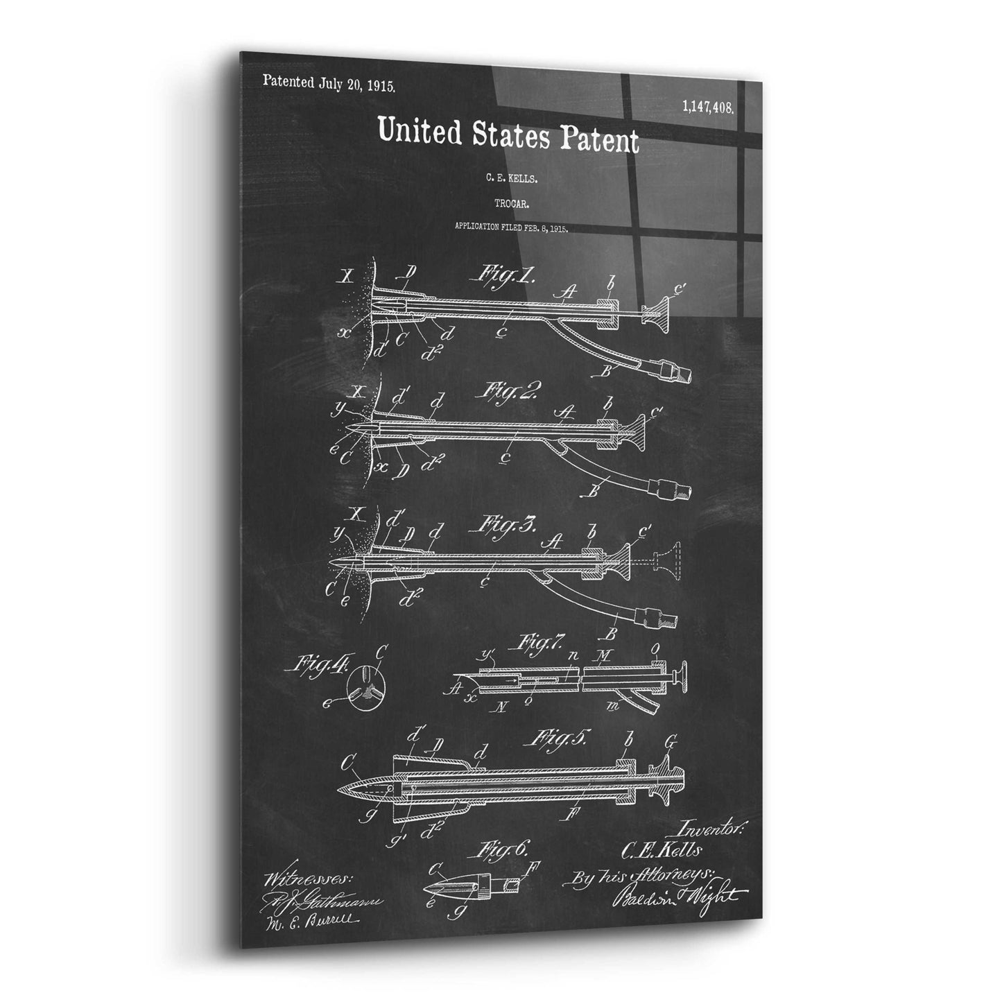 Epic Art 'Trocar Blueprint Patent Chalkboard,' Acrylic Glass Wall Art,16x24
