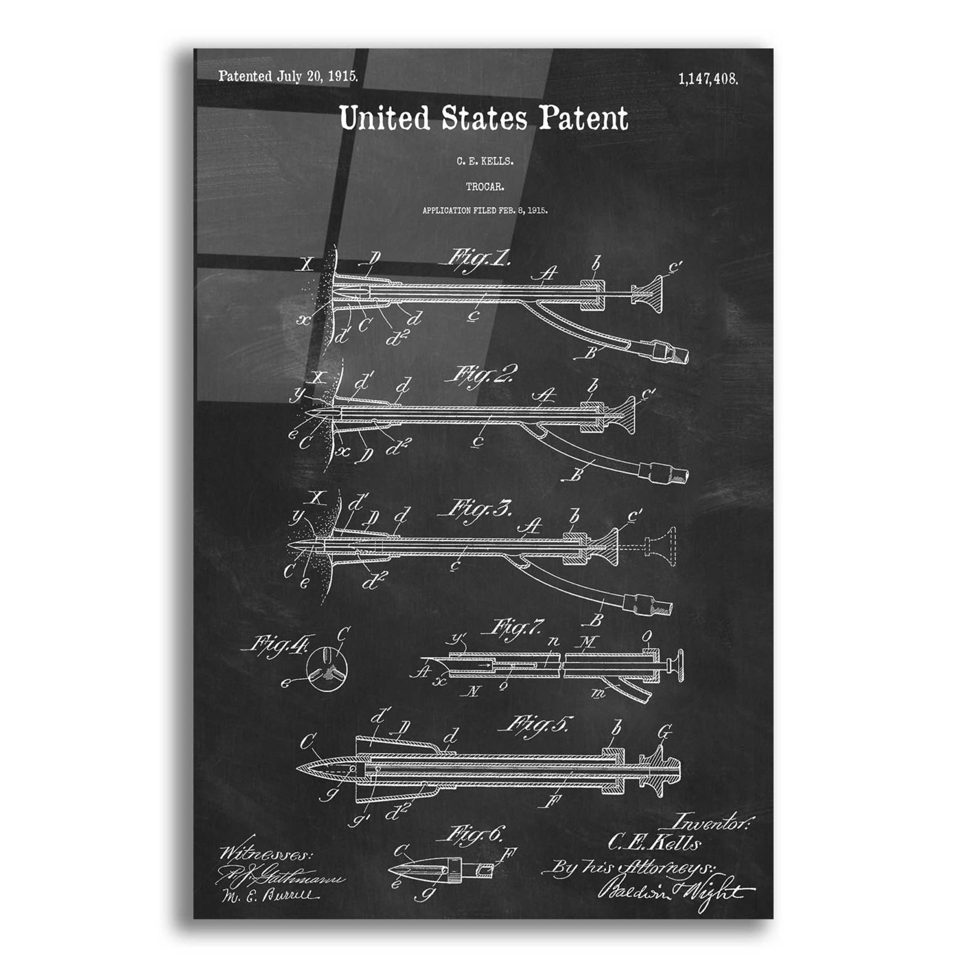 Epic Art 'Trocar Blueprint Patent Chalkboard,' Acrylic Glass Wall Art,16x24