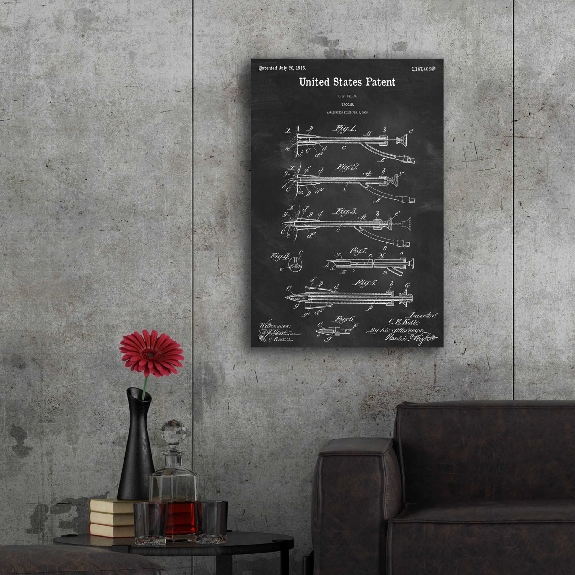 Epic Art 'Trocar Blueprint Patent Chalkboard,' Acrylic Glass Wall Art,24x36