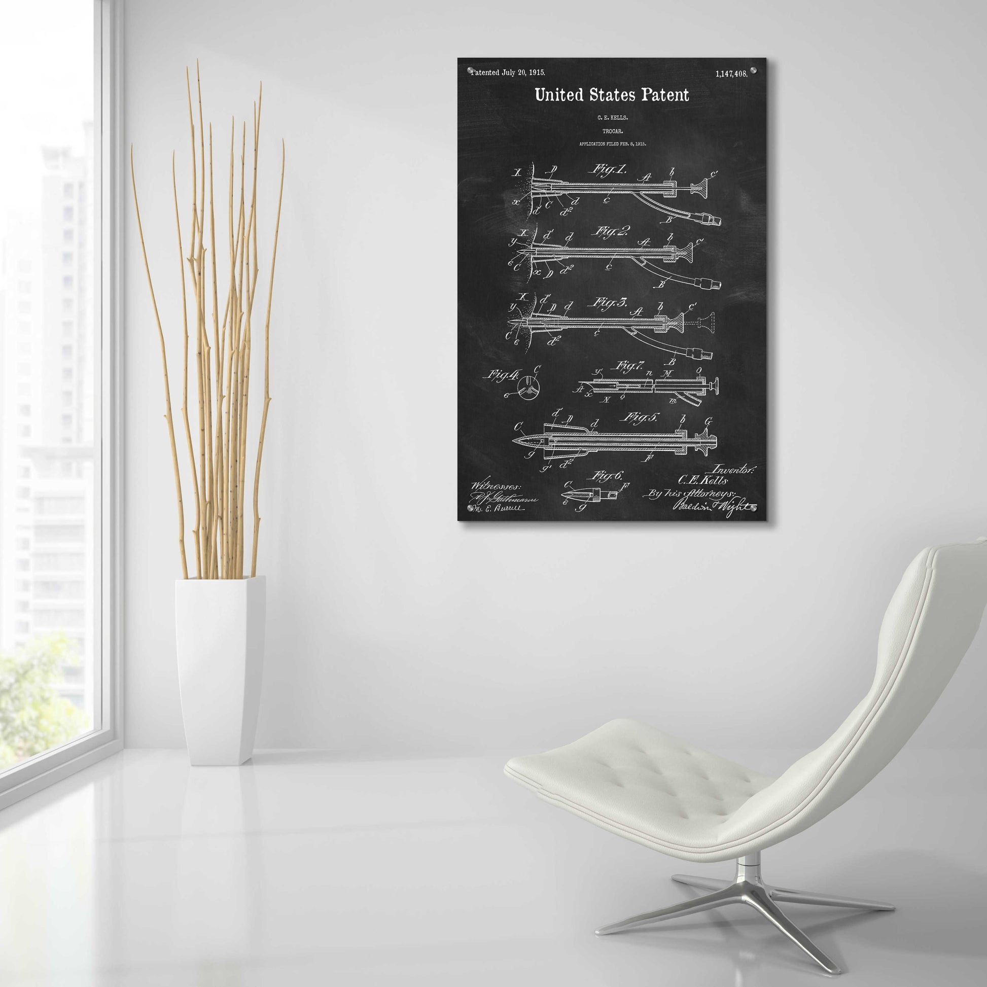 Epic Art 'Trocar Blueprint Patent Chalkboard,' Acrylic Glass Wall Art,24x36