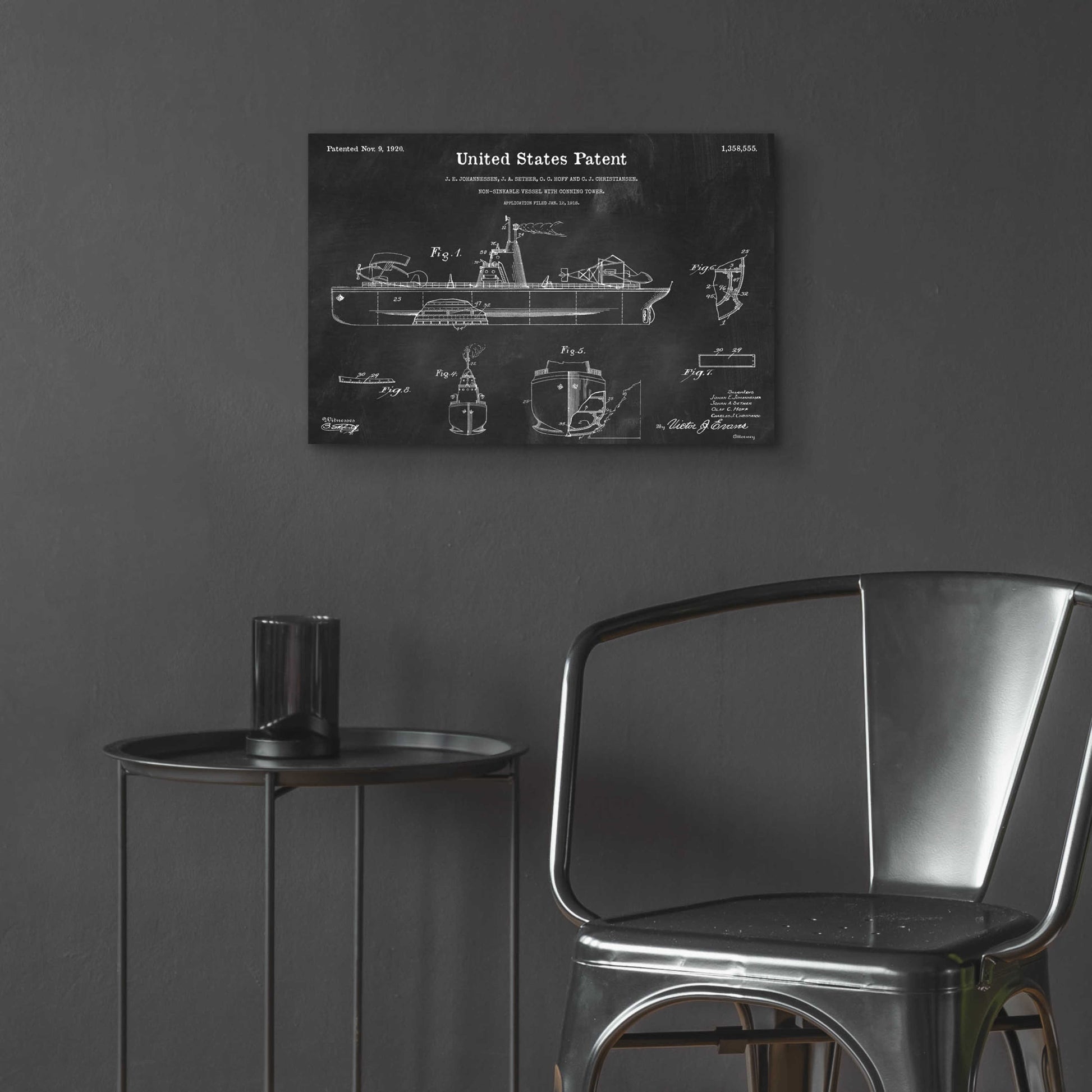 Epic Art 'Non-Sinkable Vessel Blueprint Patent Chalkboard,' Acrylic Glass Wall Art,24x16