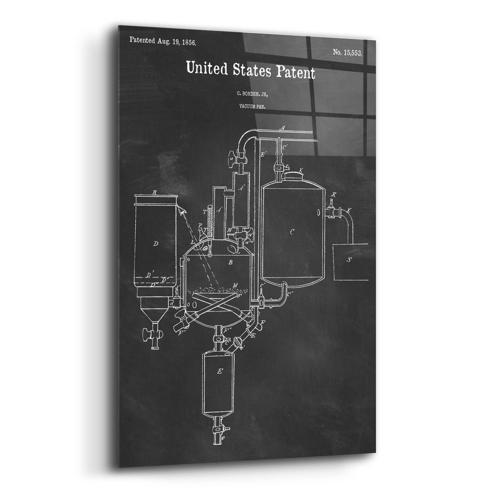 Epic Art 'Vacuum Pan Blueprint Patent Chalkboard,' Acrylic Glass Wall Art,12x16