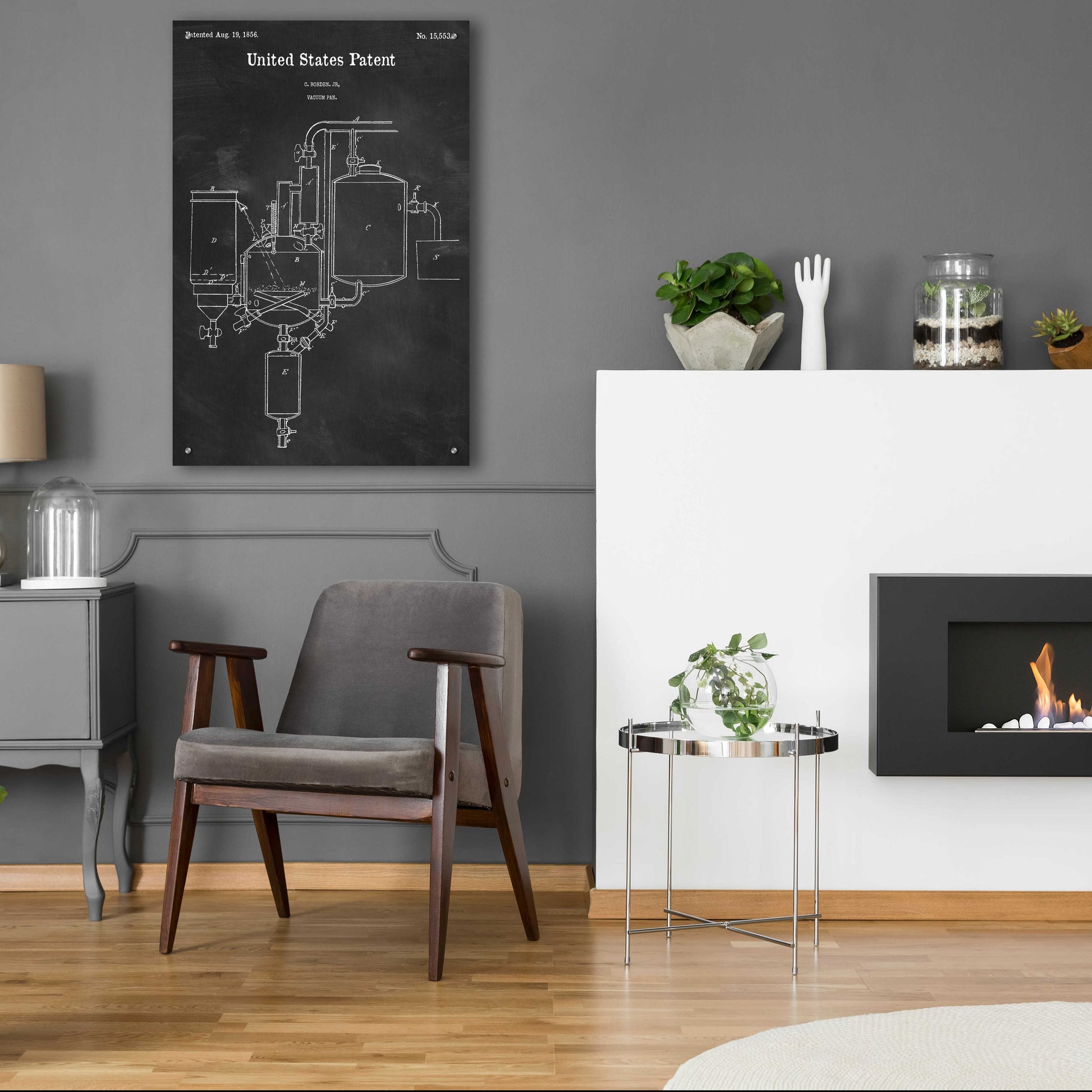Epic Art 'Vacuum Pan Blueprint Patent Chalkboard,' Acrylic Glass Wall Art,24x36