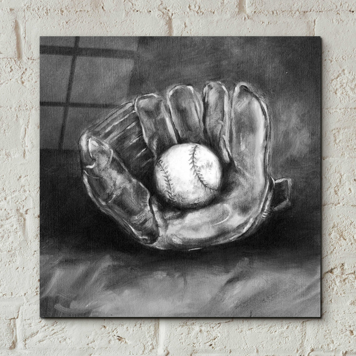 Epic Art 'Rustic Sports III Black and White' by Ethan Harper, Acrylic Glass Wall Art,12x12