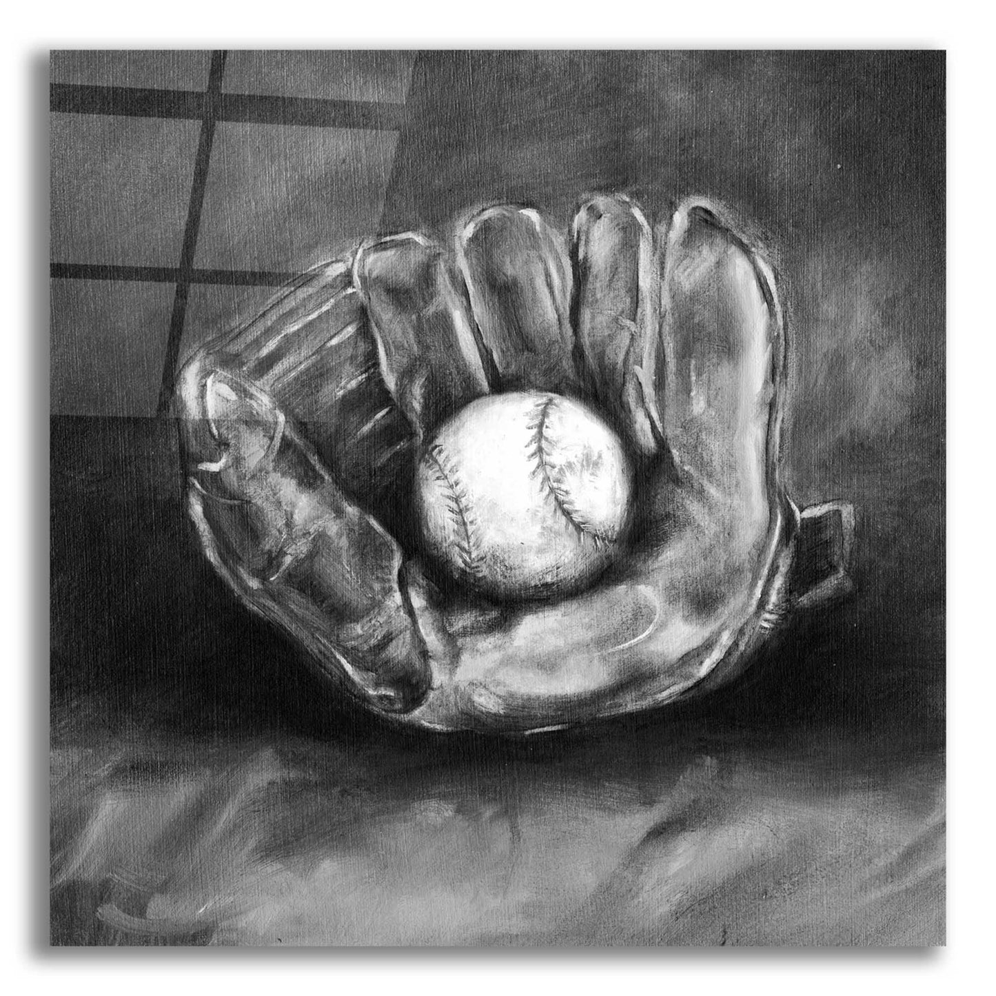 Epic Art 'Rustic Sports III Black and White' by Ethan Harper, Acrylic Glass Wall Art,12x12