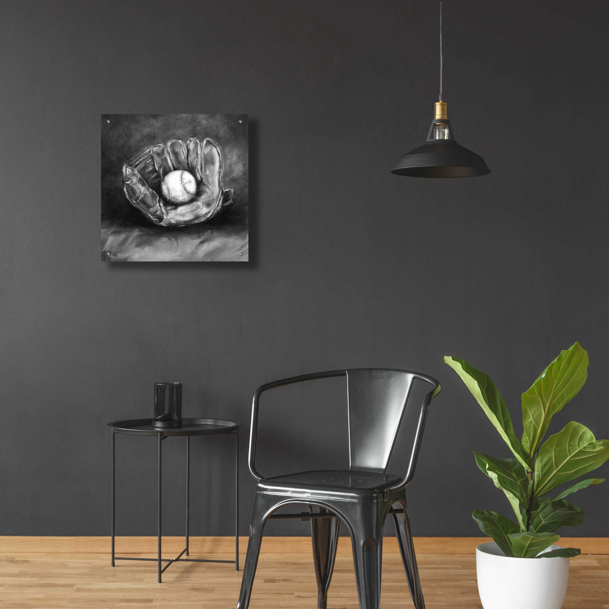 Epic Art 'Rustic Sports III Black and White' by Ethan Harper, Acrylic Glass Wall Art,24x24
