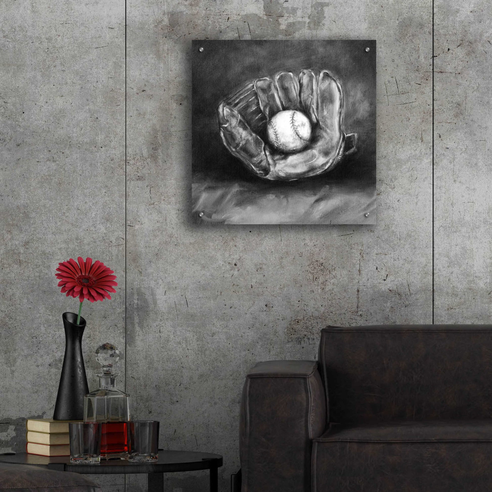 Epic Art 'Rustic Sports III Black and White' by Ethan Harper, Acrylic Glass Wall Art,24x24