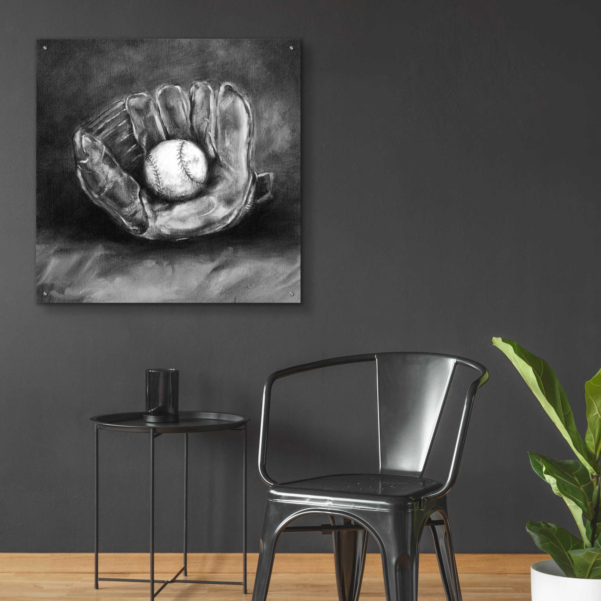 Epic Art 'Rustic Sports III Black and White' by Ethan Harper, Acrylic Glass Wall Art,36x36