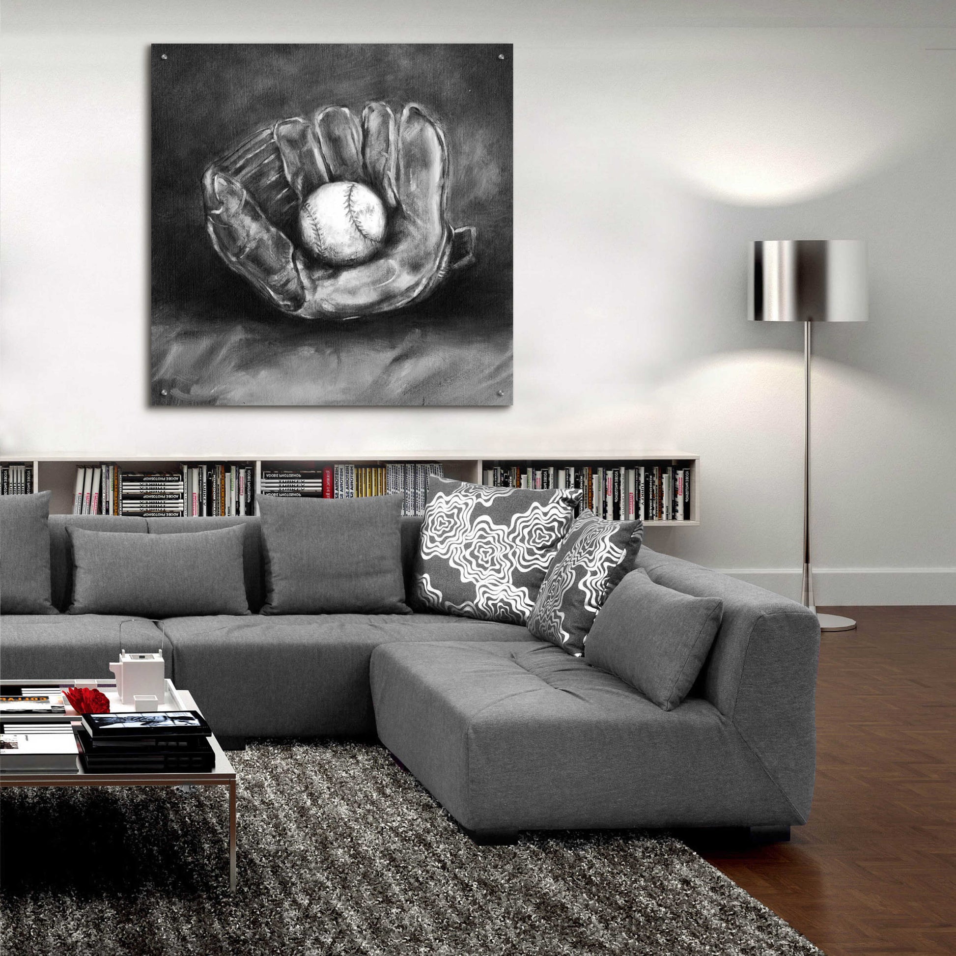 Epic Art 'Rustic Sports III Black and White' by Ethan Harper, Acrylic Glass Wall Art,36x36