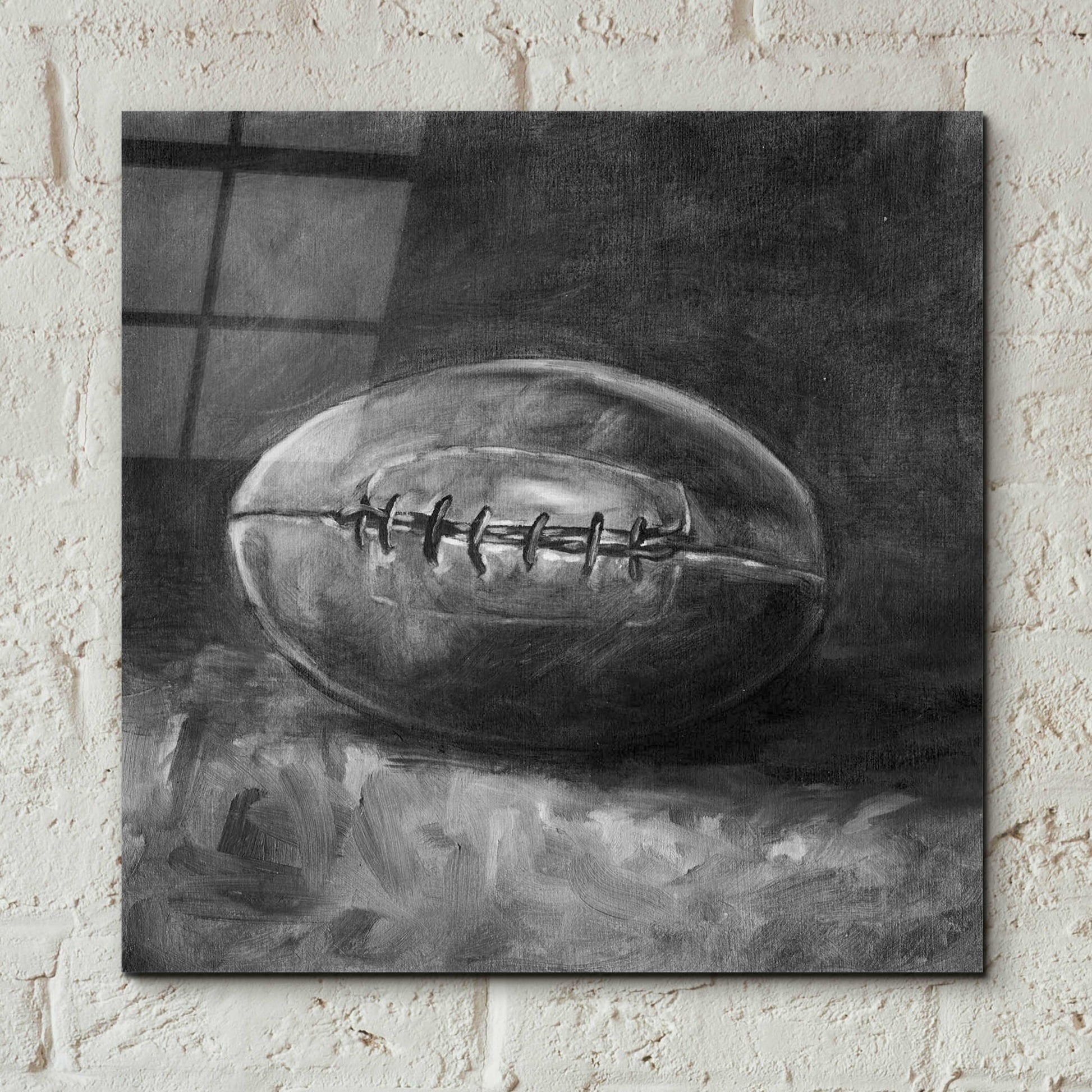 Epic Art 'Rustic Sports IV Black and White' by Ethan Harper, Acrylic Glass Wall Art,12x12