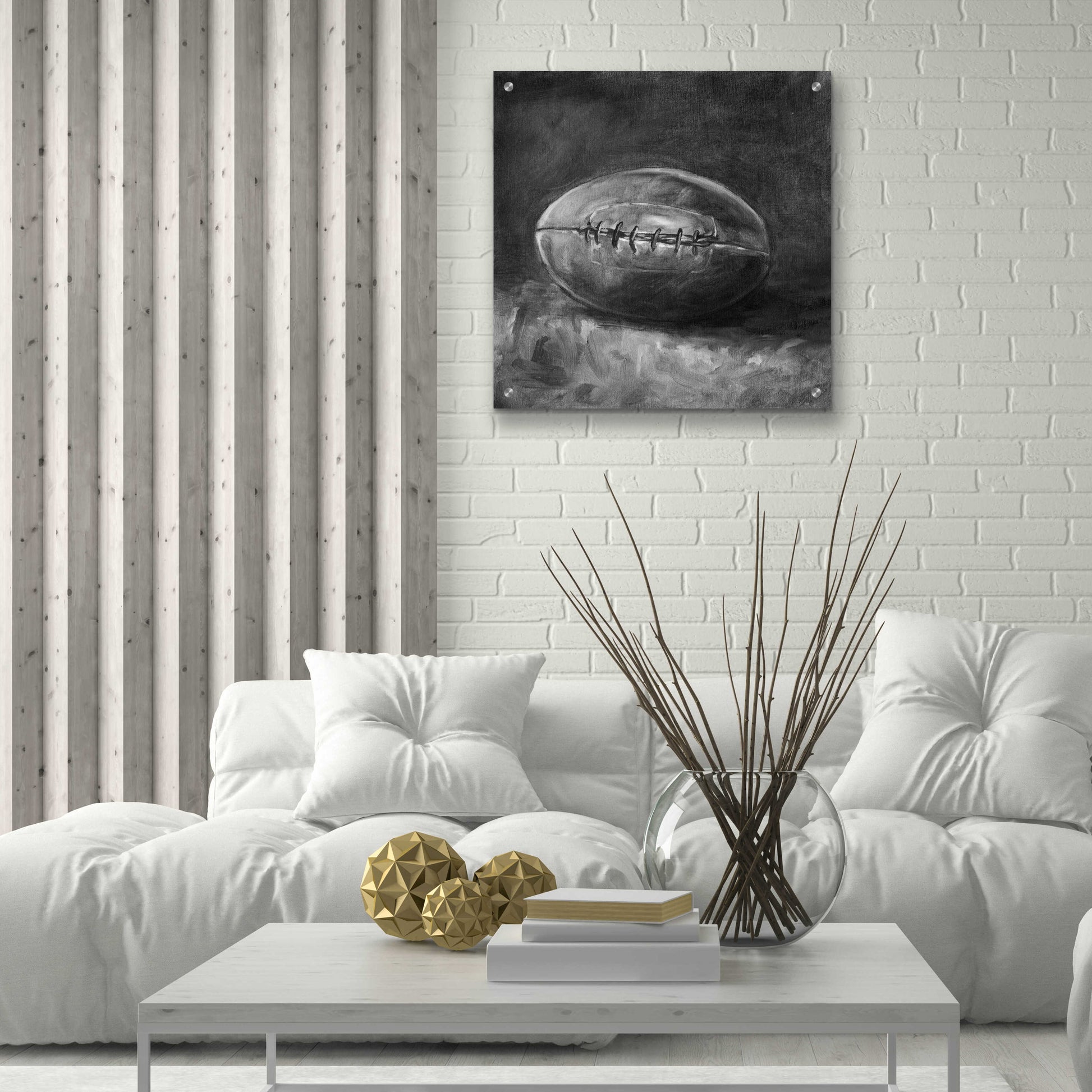 Epic Art 'Rustic Sports IV Black and White' by Ethan Harper, Acrylic Glass Wall Art,24x24