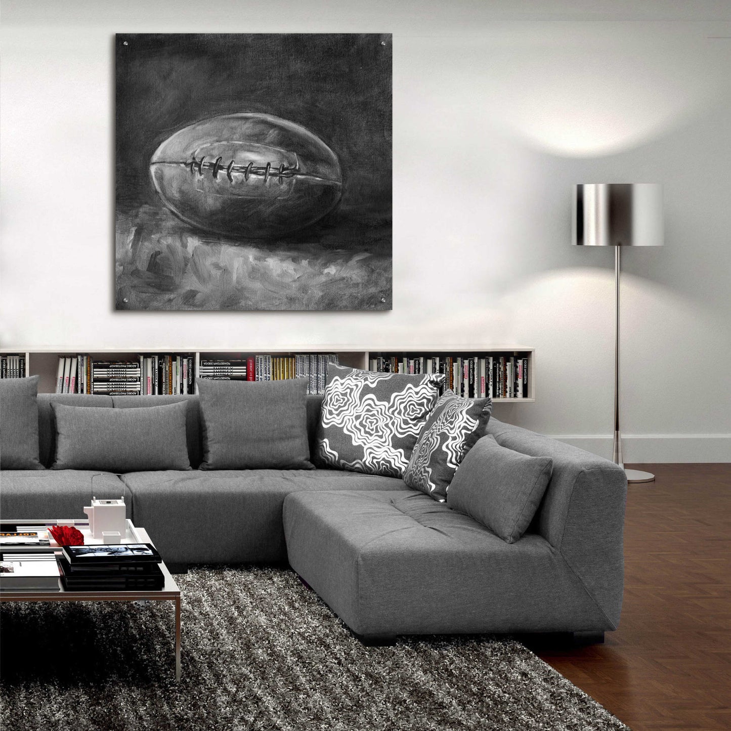 Epic Art 'Rustic Sports IV Black and White' by Ethan Harper, Acrylic Glass Wall Art,36x36