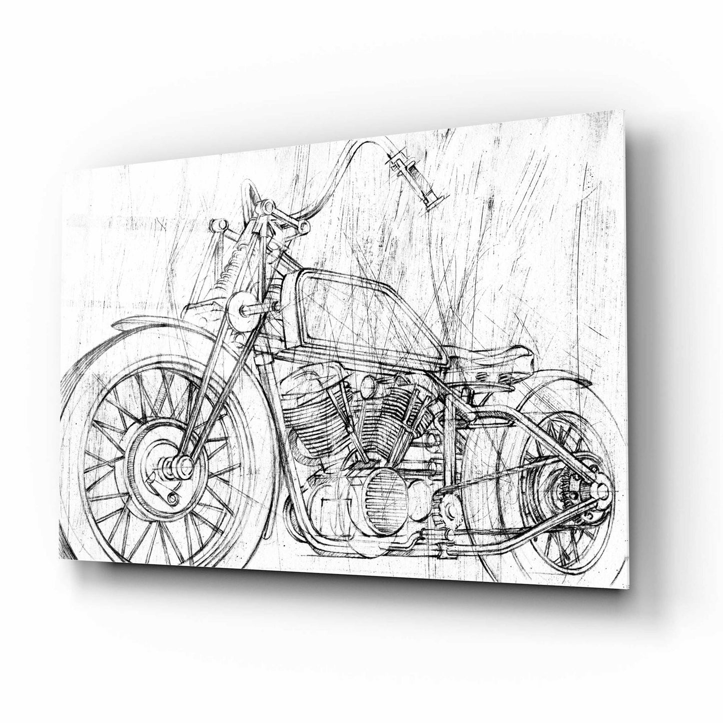 Epic Art 'Inverted Motorcycle Mechanical Sketch II' by Ethan Harper, Acrylic Glass Wall Art,16x12