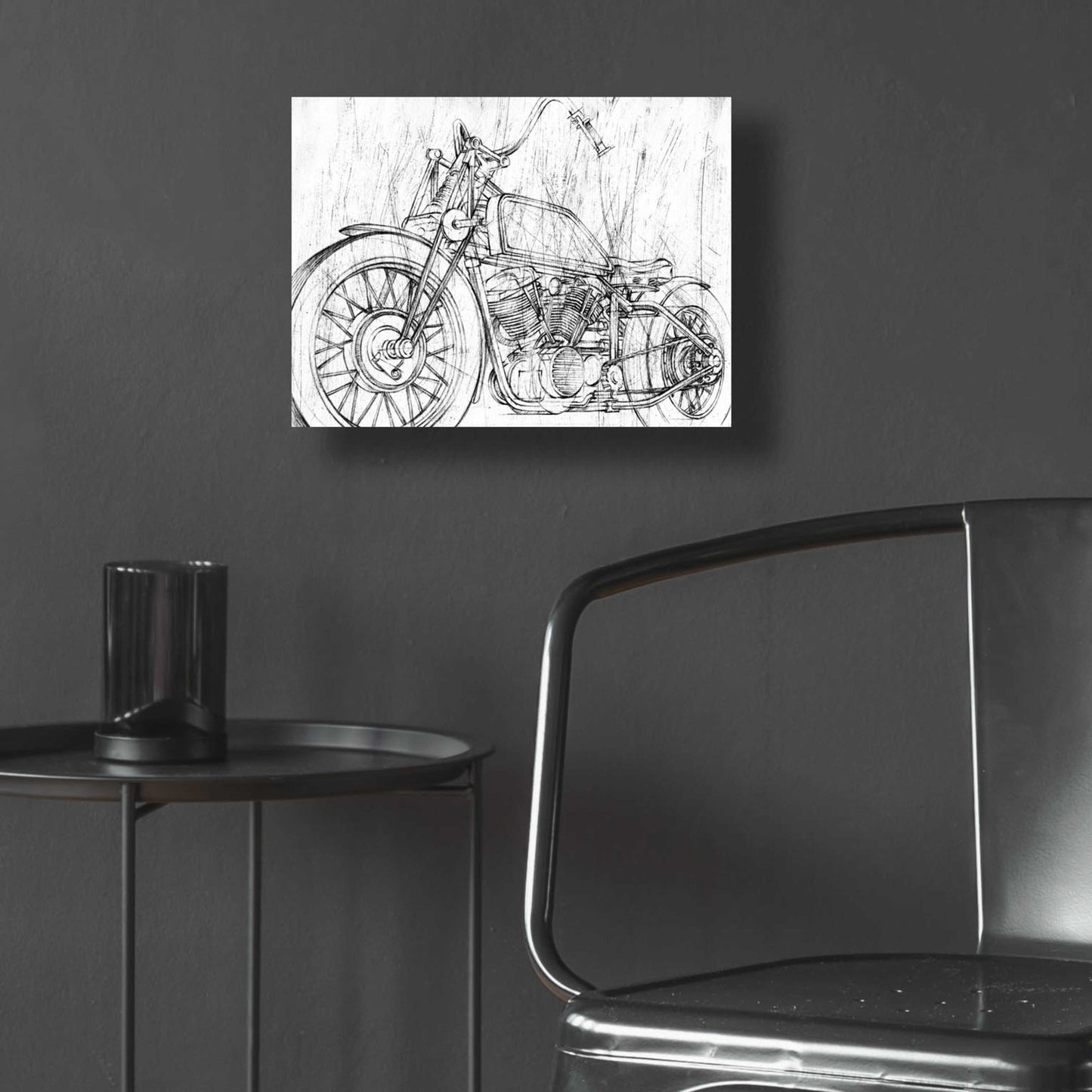 Epic Art 'Inverted Motorcycle Mechanical Sketch II' by Ethan Harper, Acrylic Glass Wall Art,16x12